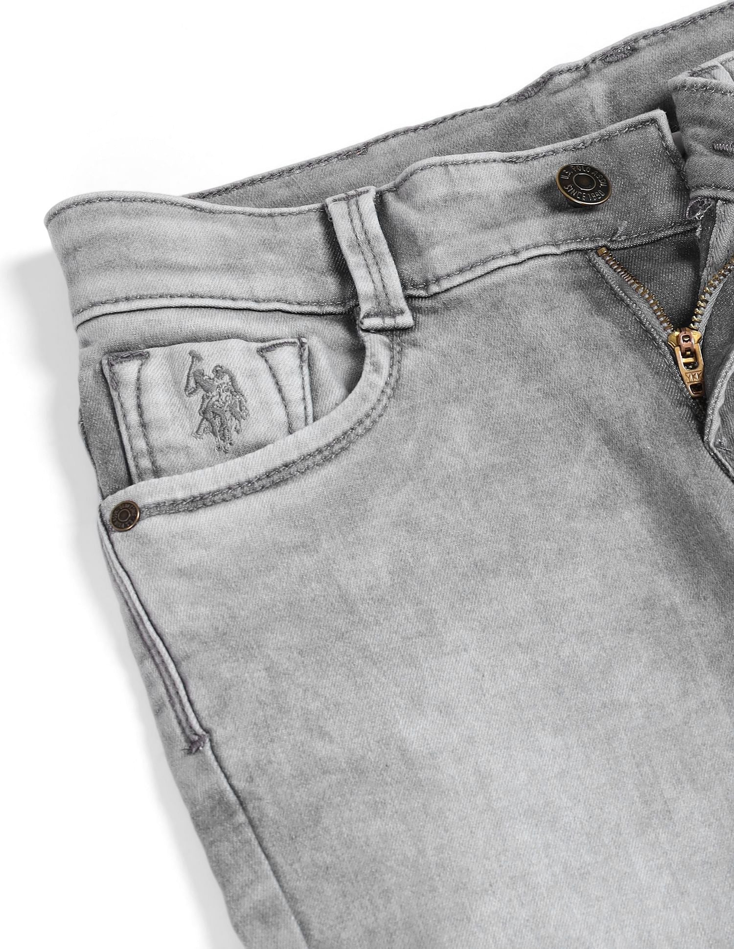 Slim Fit Stone Washed Jeans Light Grey - U.S. POLO ASSN. | Large