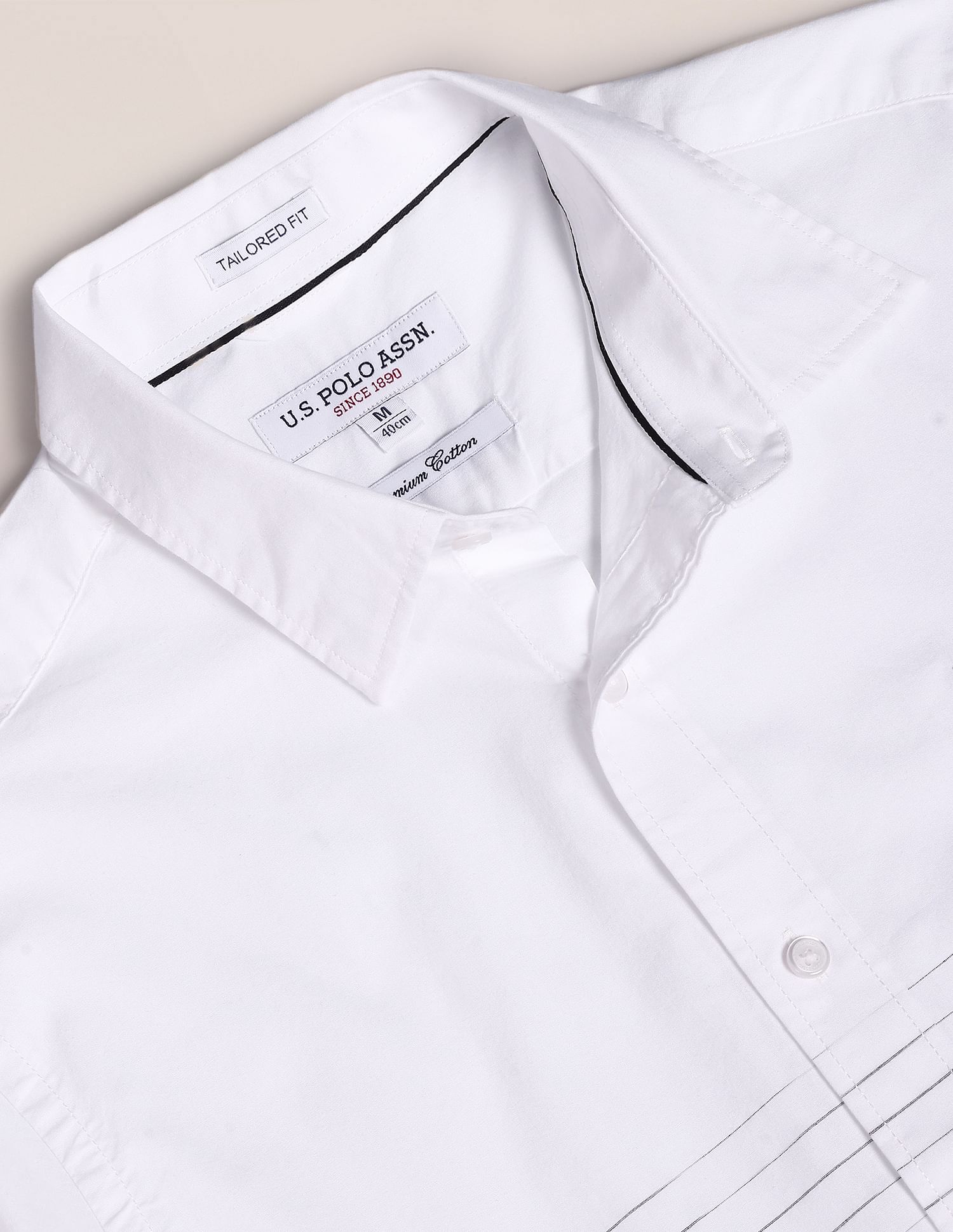 Signature Engineered Stripe Space Dyed Shirt White - U.S. Polo Assn. India | Large