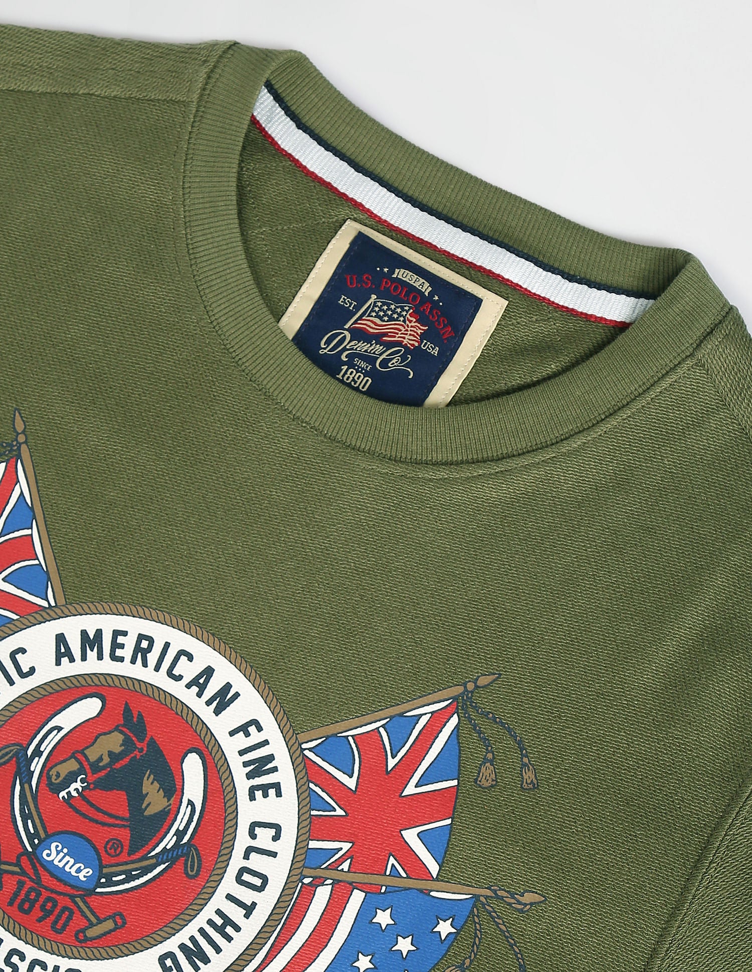 Graphic Print Cotton Sweatshirt Olive - U.S. Polo Assn. India | Large