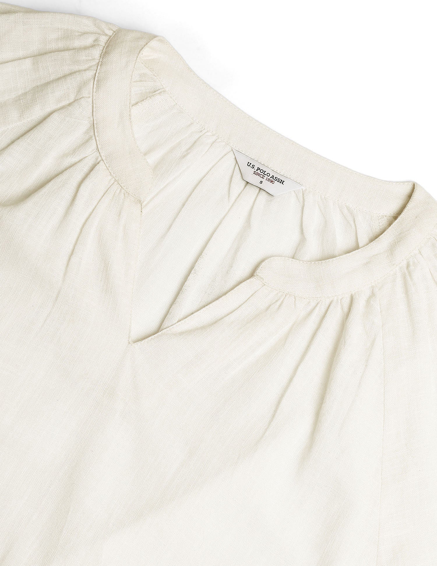 Cotton Flax Embroidered Blouson Top White - U.S. Polo Assn. India | Large