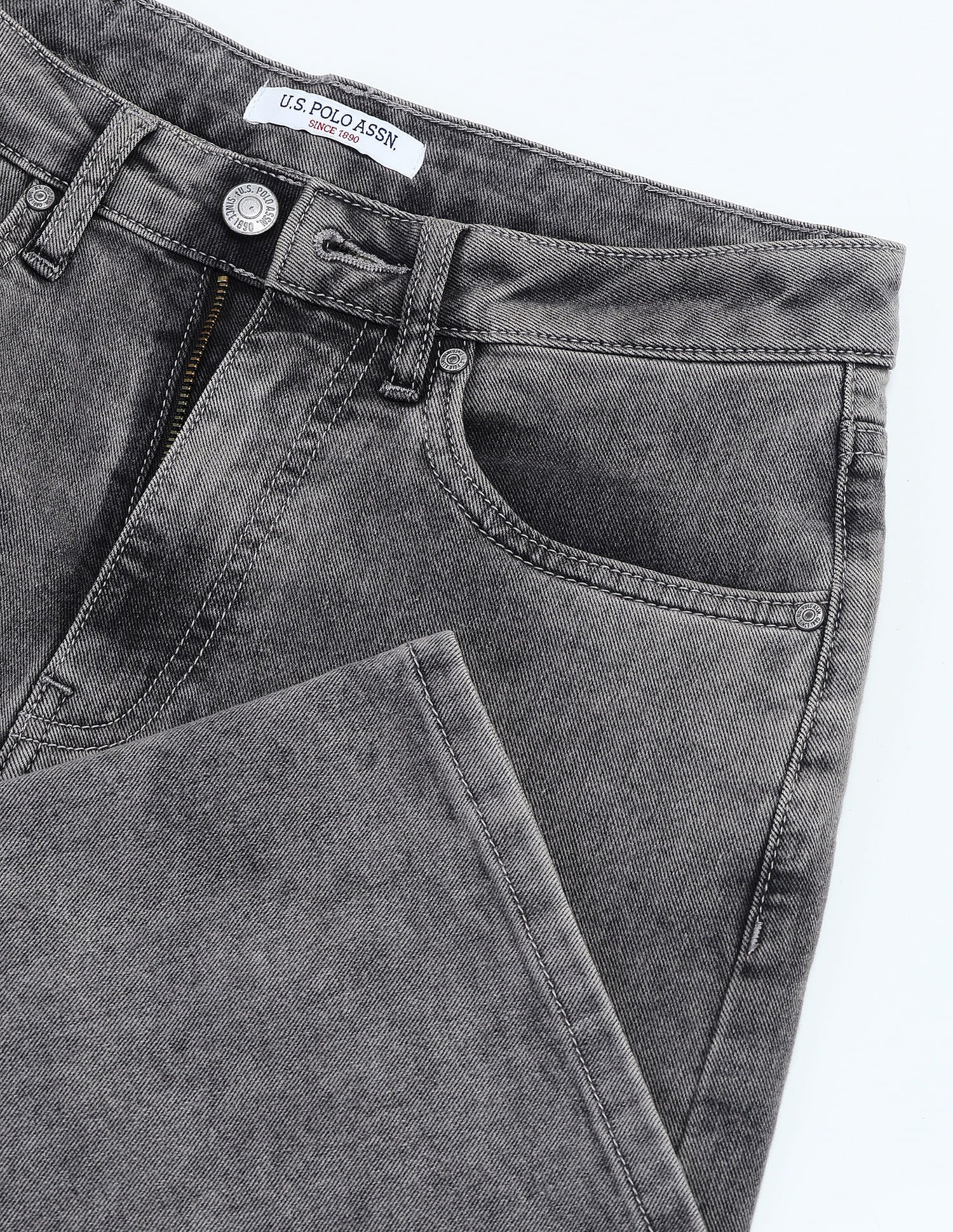 High Rise Stretchable Baggy Jeans Light Grey - U.S. POLO ASSN. | Large