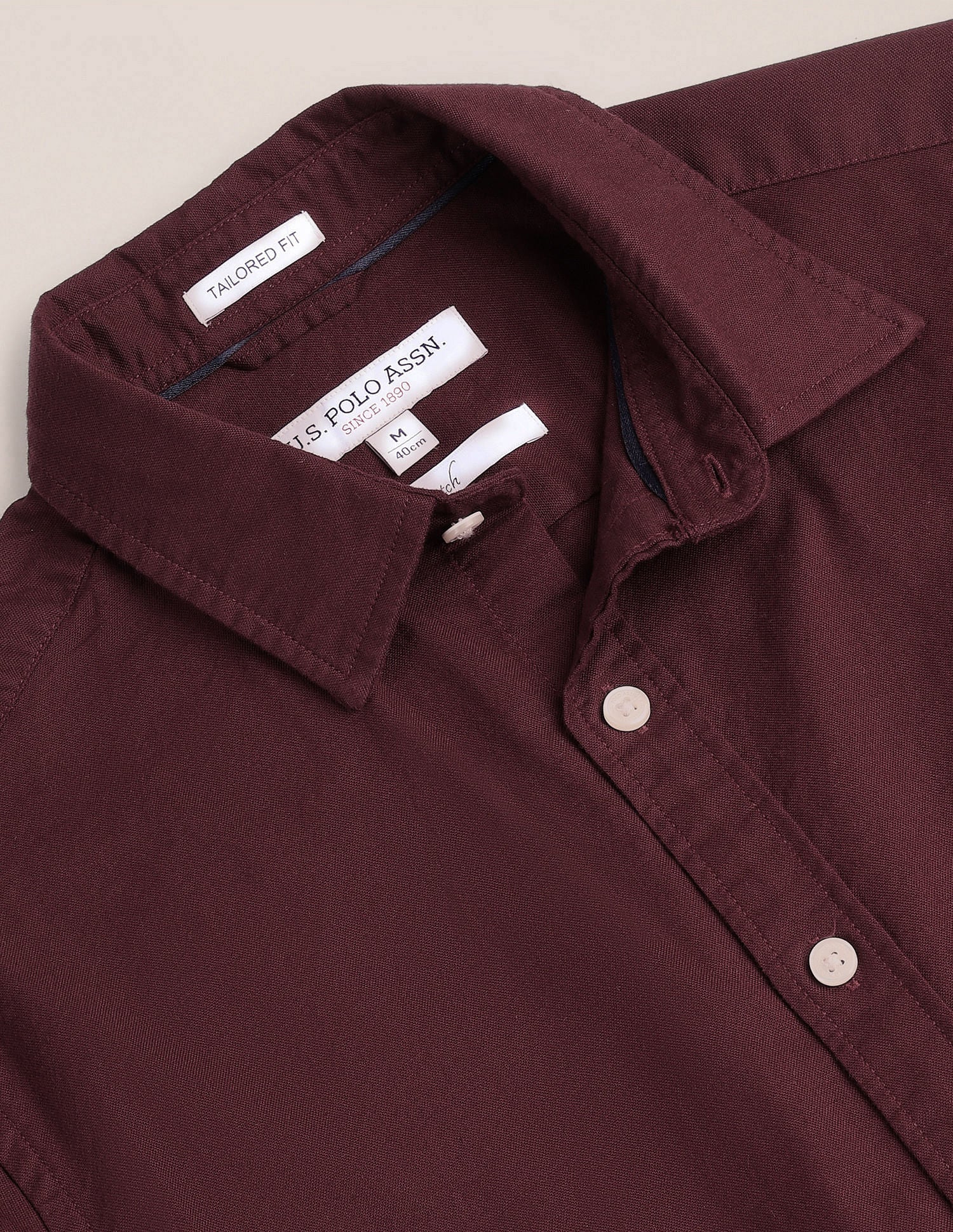 Tailored Fit Solid Shirt Maroon - U.S. Polo Assn. India | Large