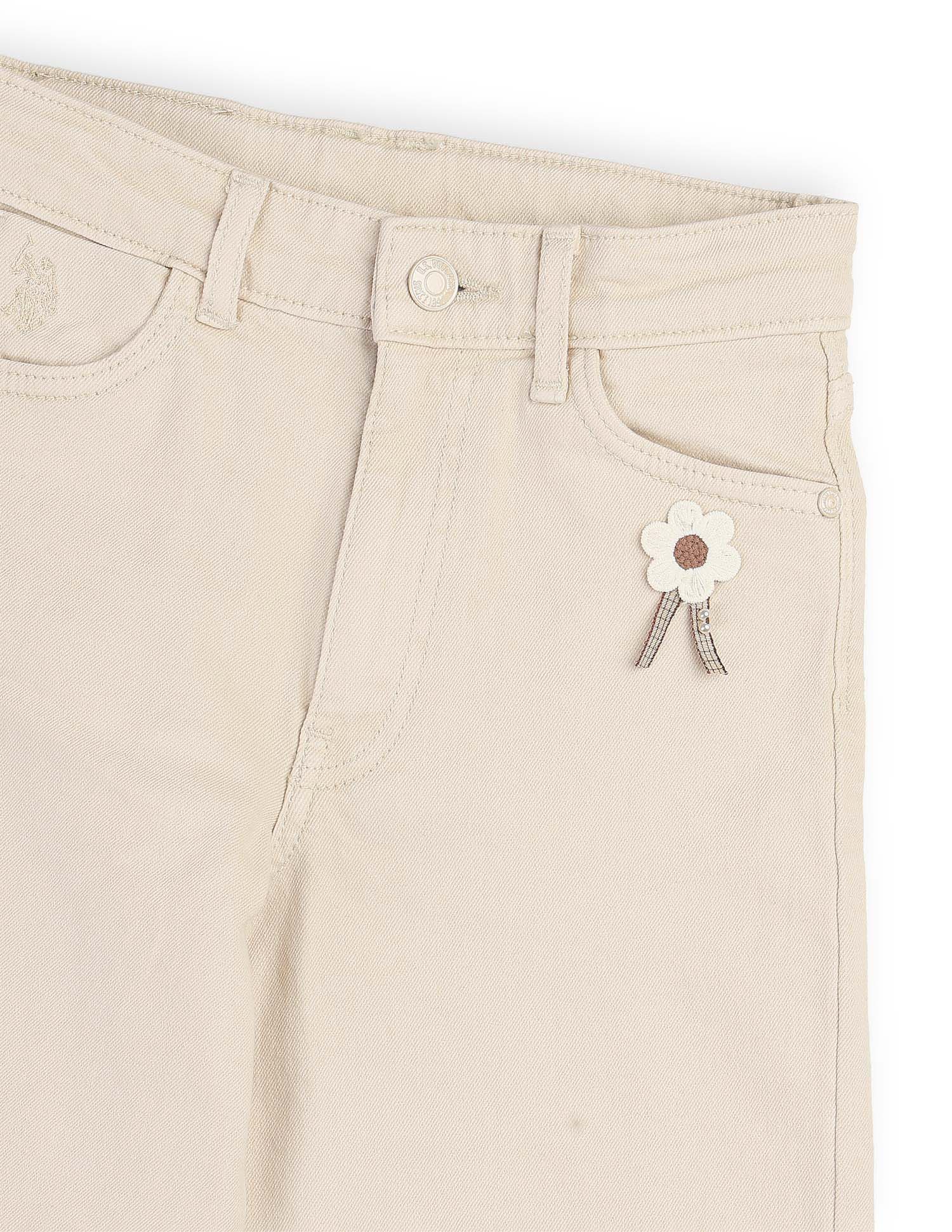 Girls Wide Leg Fit Mid Rise Jeans Sea Salt - U.S. POLO ASSN. | Large