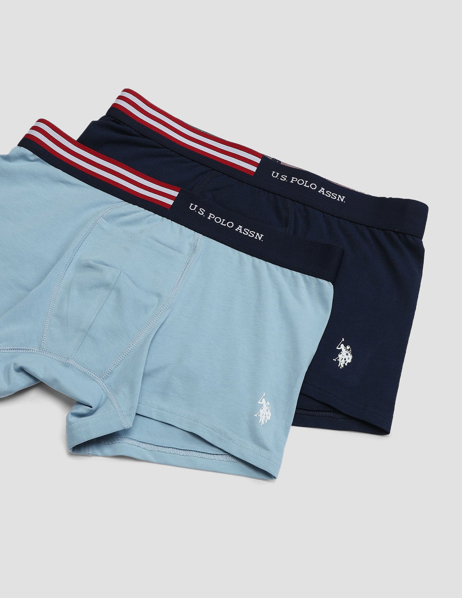 Flag Elastic Antibacterial OET06 Trunks - Pack Of 2 Navy and Blue - U.S. Polo Assn. India | Large