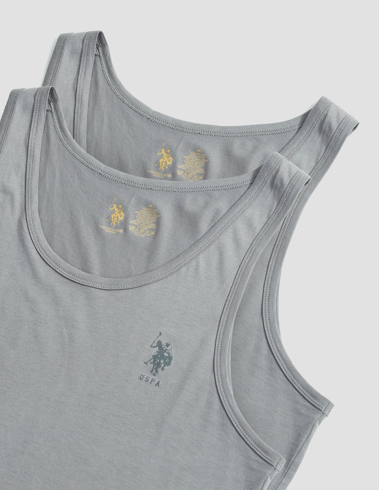 Solid Cotton OEV05 Vest - Pack Of 2 Grey Grey - U.S. POLO ASSN. | Large