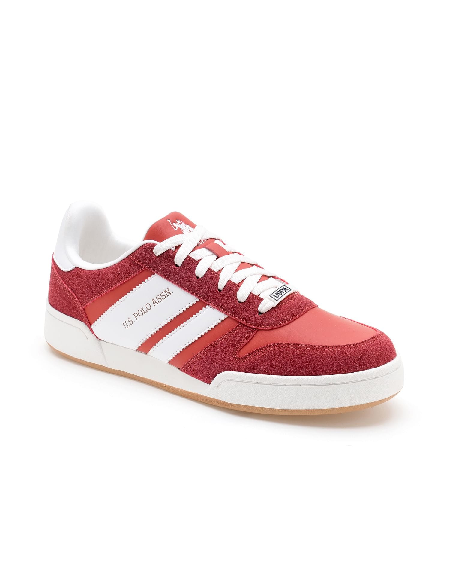 Men Gren Suede Colourblocked Sneakers Dark Red - U.S. Polo Assn. India | Large