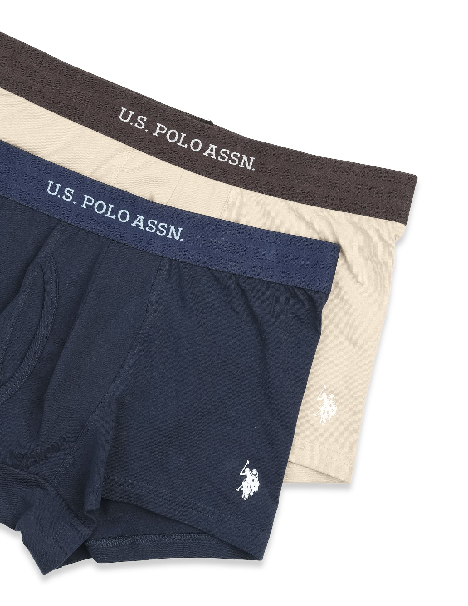 Cotton Stretch Antimicrobial OET21 Trunk - Pack Of 2 Oatmeal/Navy - U.S. Polo Assn. India | Large