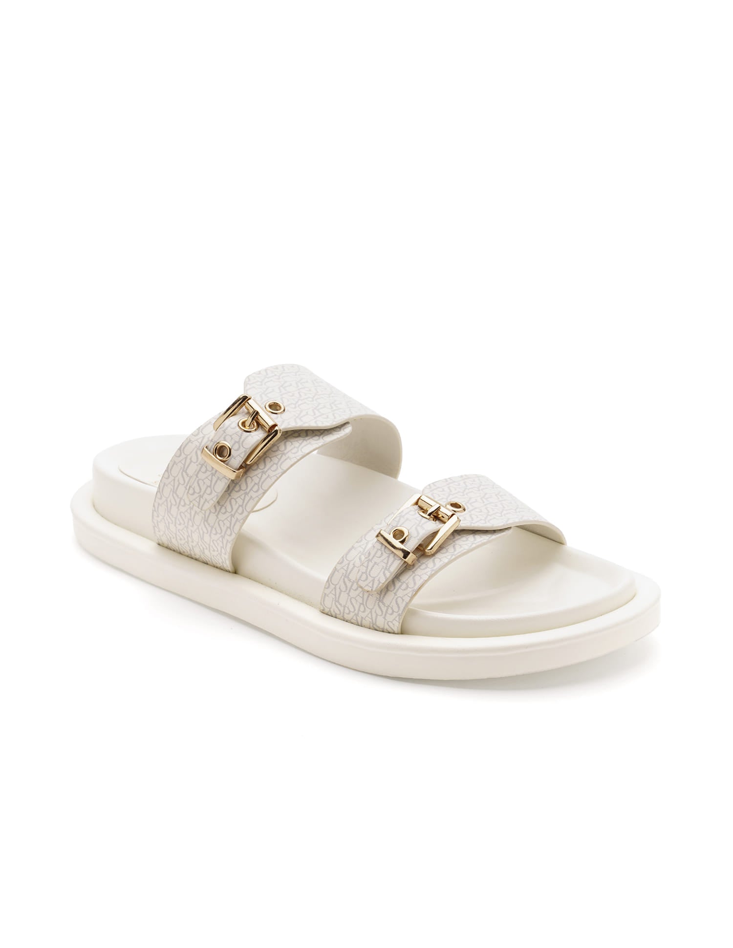 Maria Off White Monogram Print Footbed Flats White - U.S. Polo Assn. India | Large