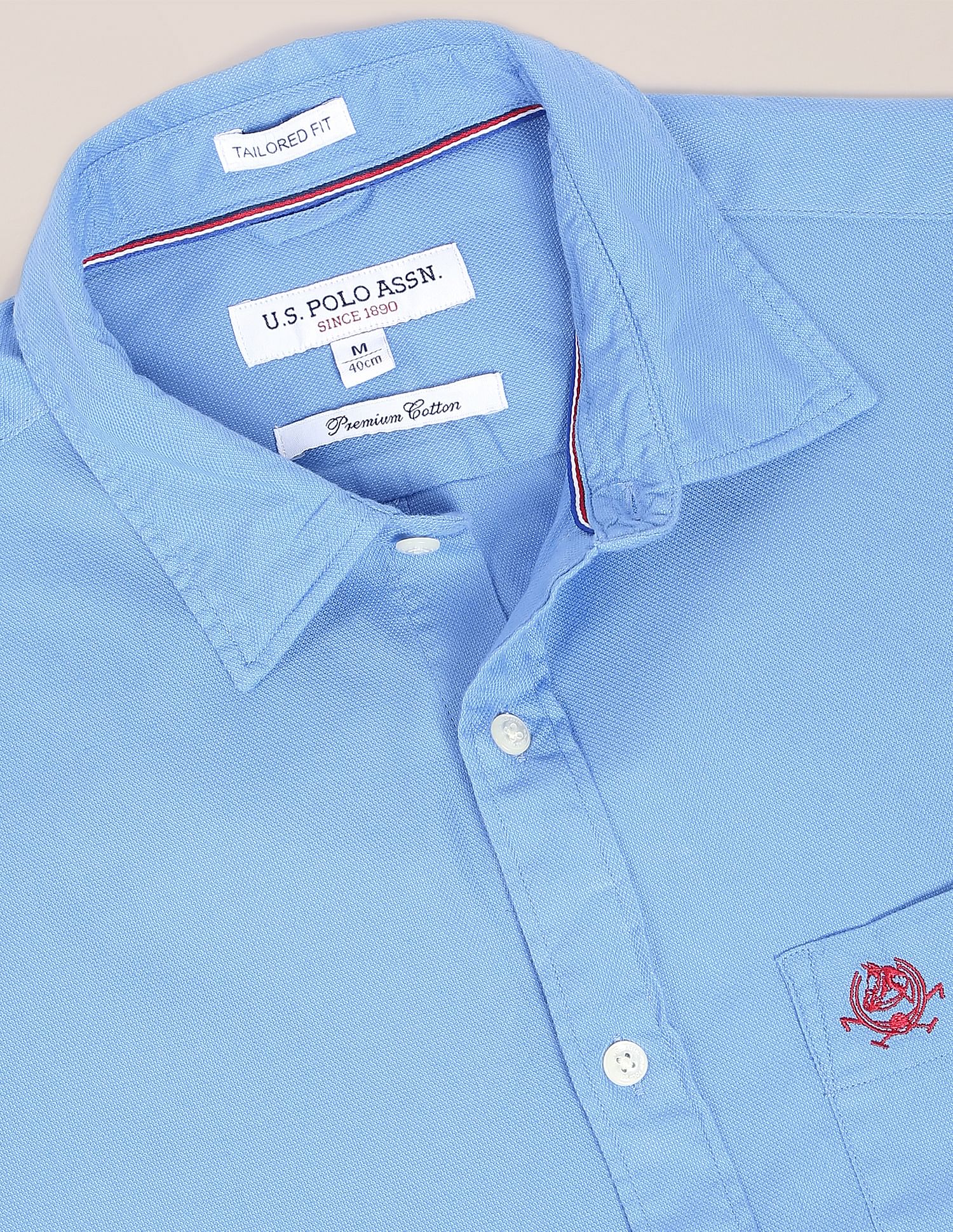 Dobby Weave Solid Casual Shirt Carolina Blue - U.S. POLO ASSN. | Large