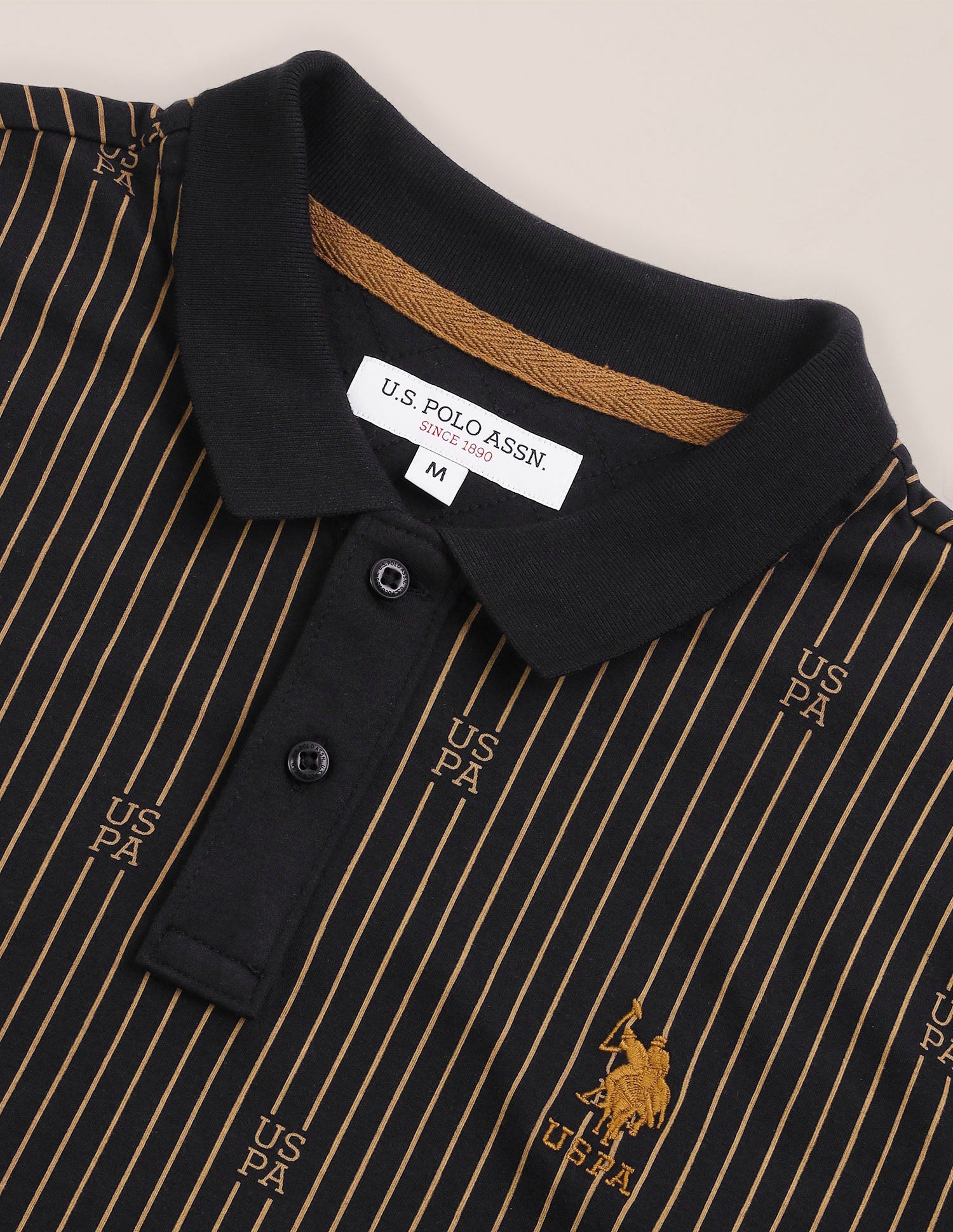Vertical Stripe Slim Fit Polo Shirt Black - U.S. Polo Assn. India | Large