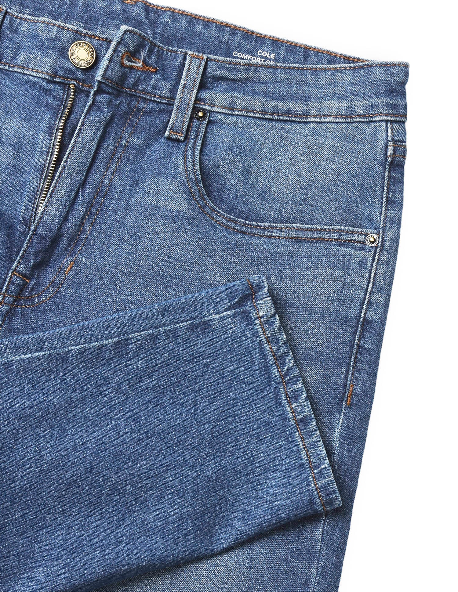 Cole Comfort Cropped Fit Blue Jeans Mid Blue - U.S. Polo Assn. India | Large