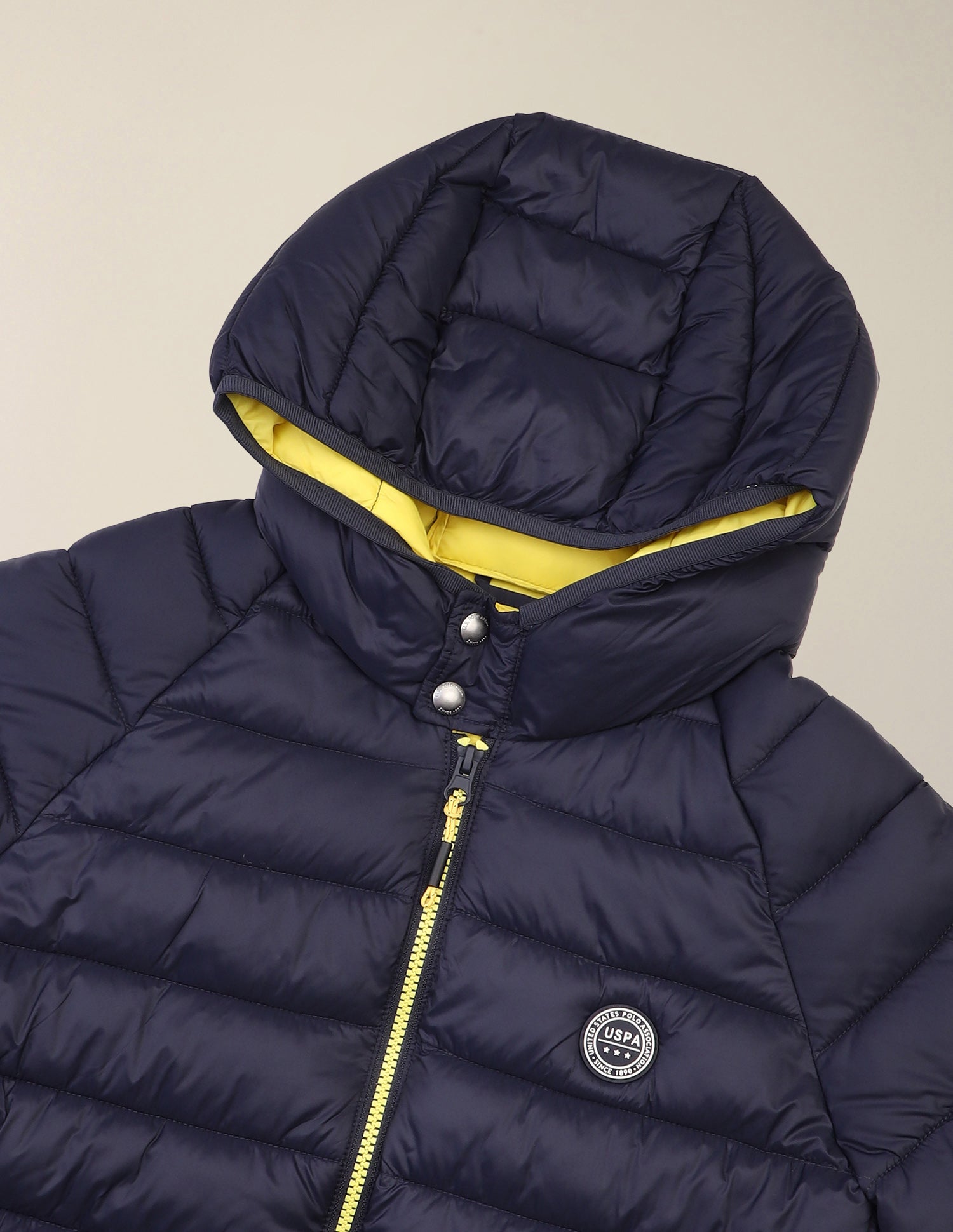 Solid Regular Fit Puffer Jacket Navy - U.S. Polo Assn. India | Large