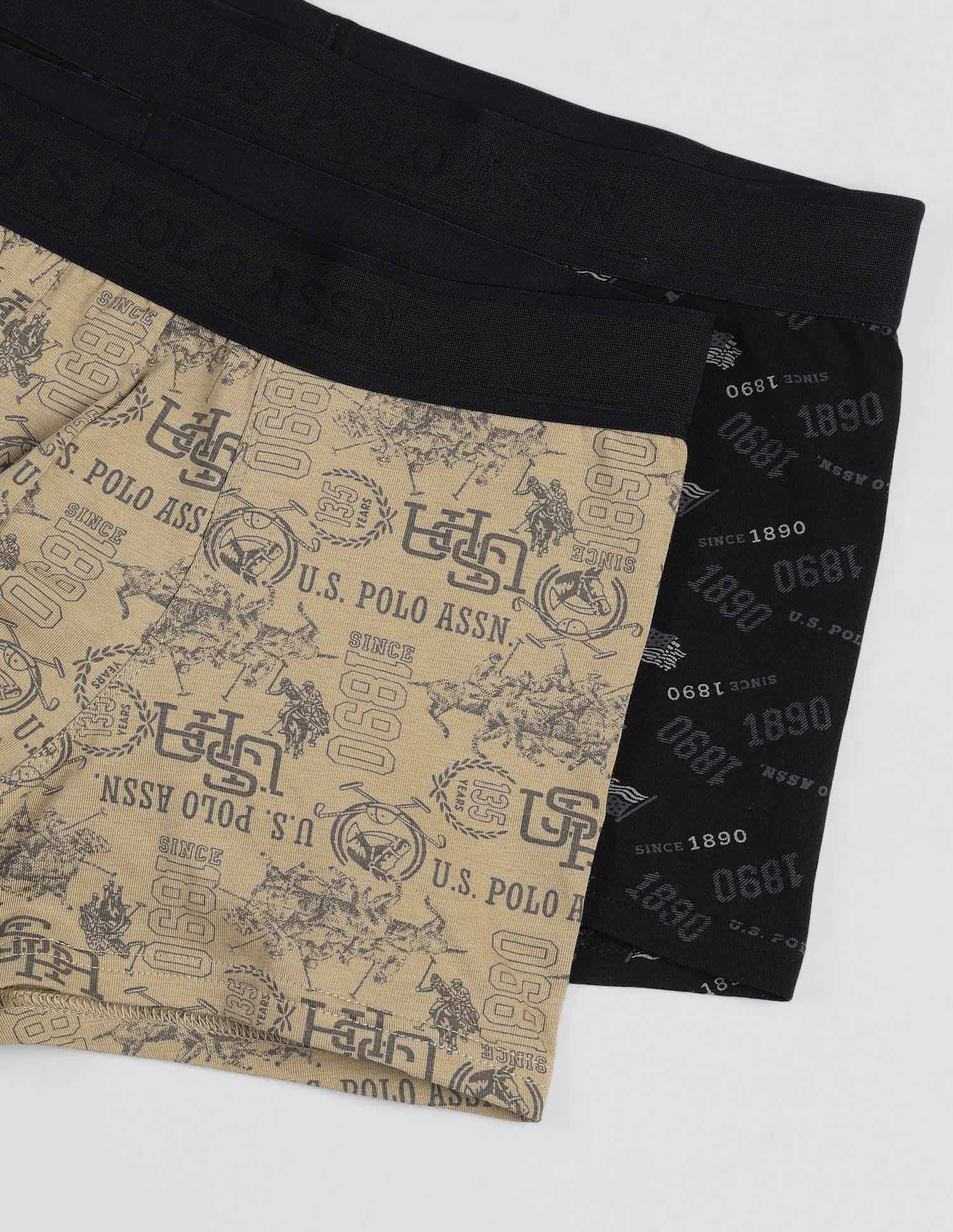 Brand Printed OET16 Trunks - Pack Of 2 Black and Lemon Pepper - U.S. POLO ASSN. | Large