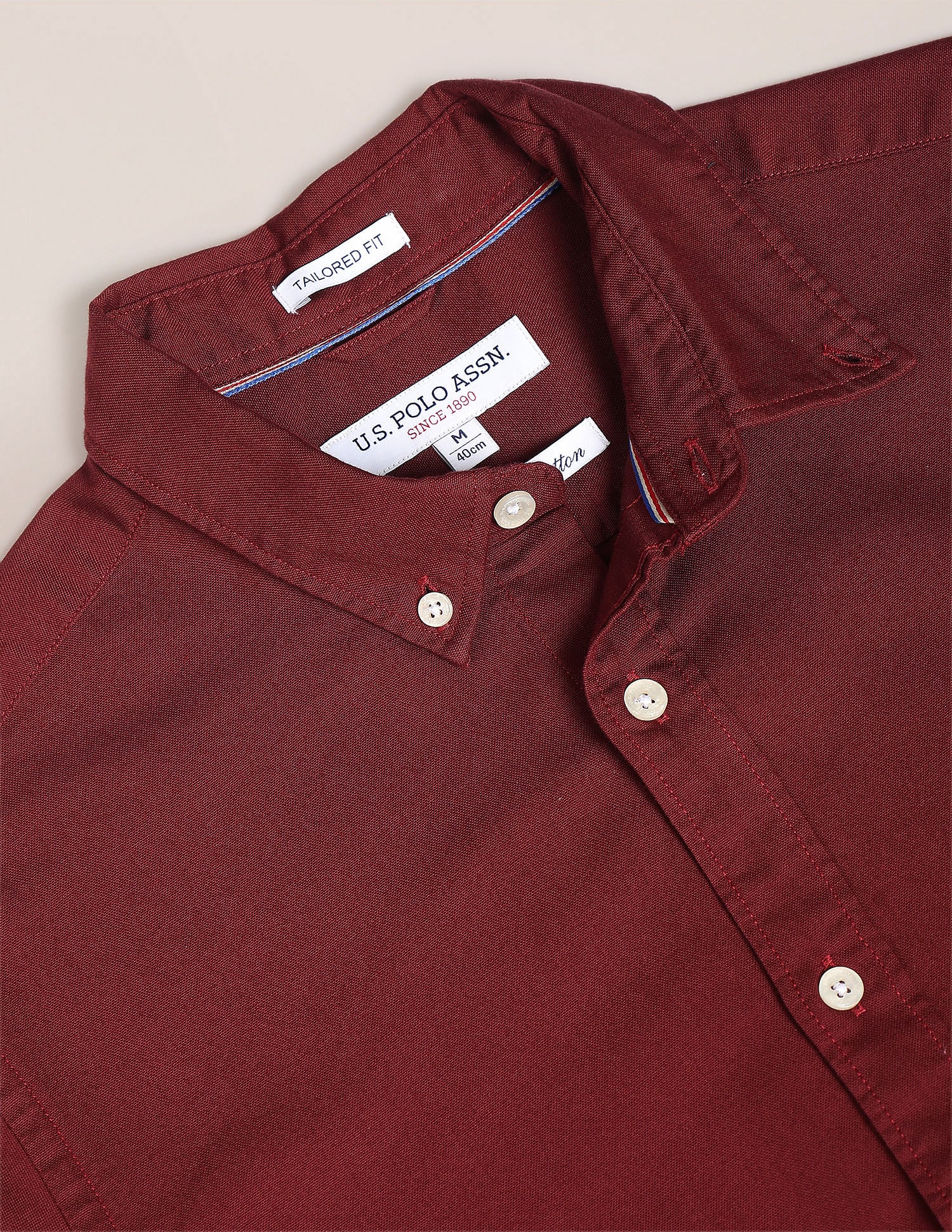 Premium Cotton Solid Shirt Maroon - U.S. POLO ASSN. | Large