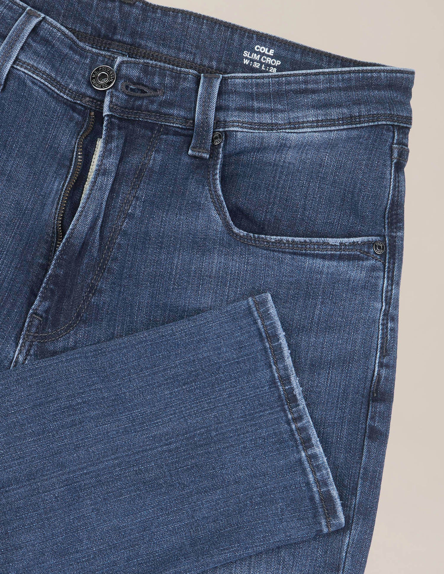 Cole Comfort Cropped Fit Blue Jeans Blue - U.S. Polo Assn. India | Large