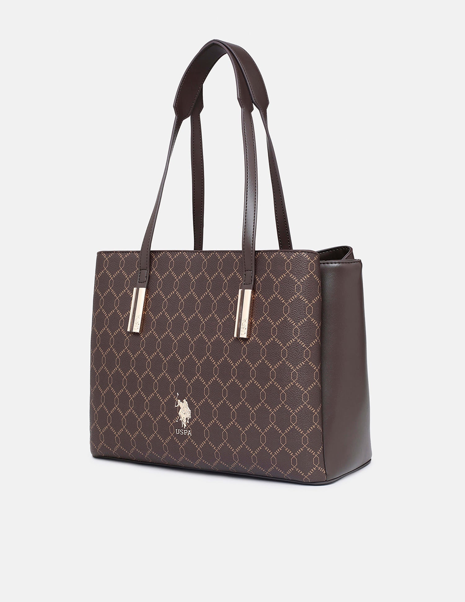 Cia Monogram Tote Bag Brown - U.S. Polo Assn. India | Large