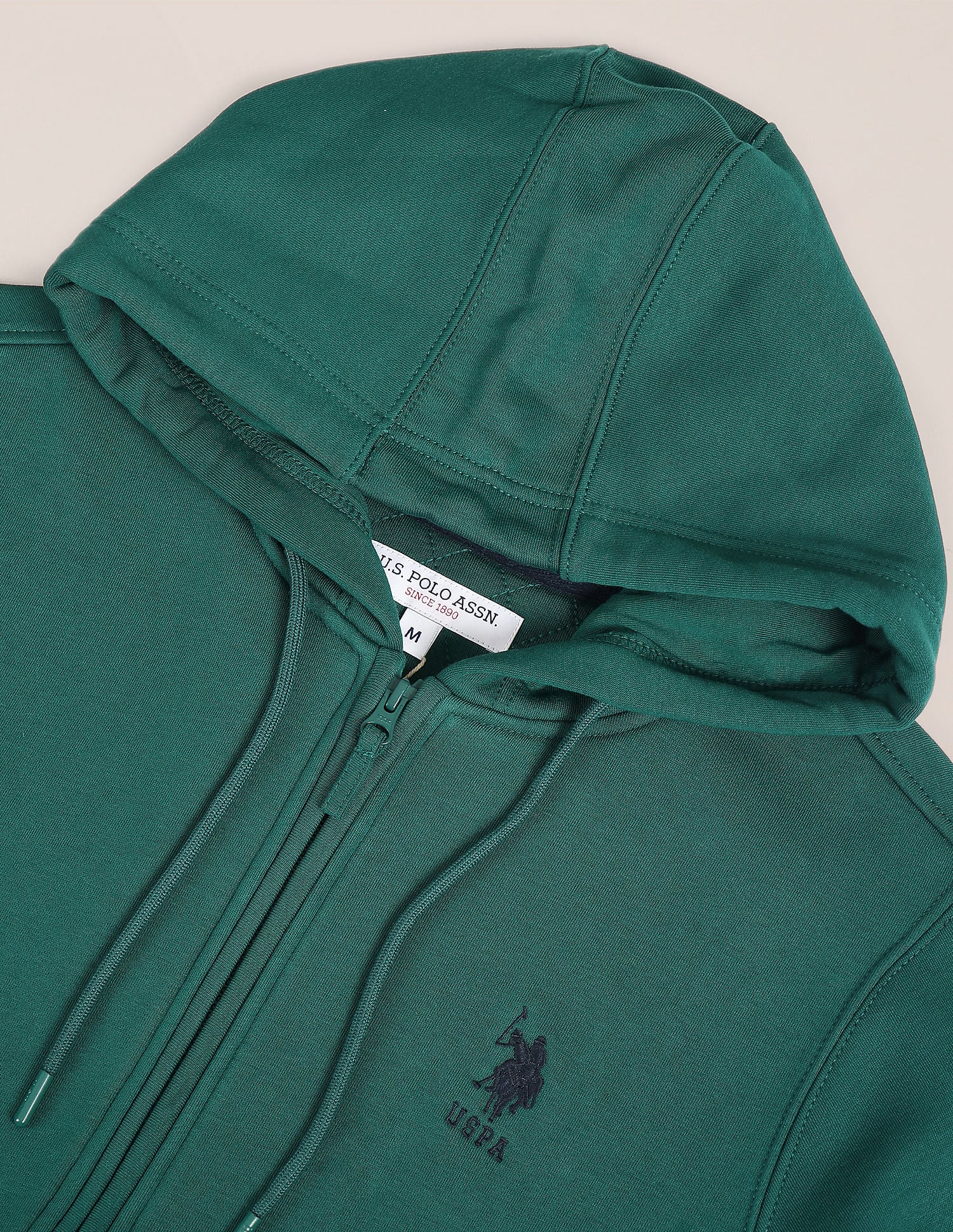 Solid Hooded Sweatshirt Dark Green - U.S. Polo Assn. India | Large