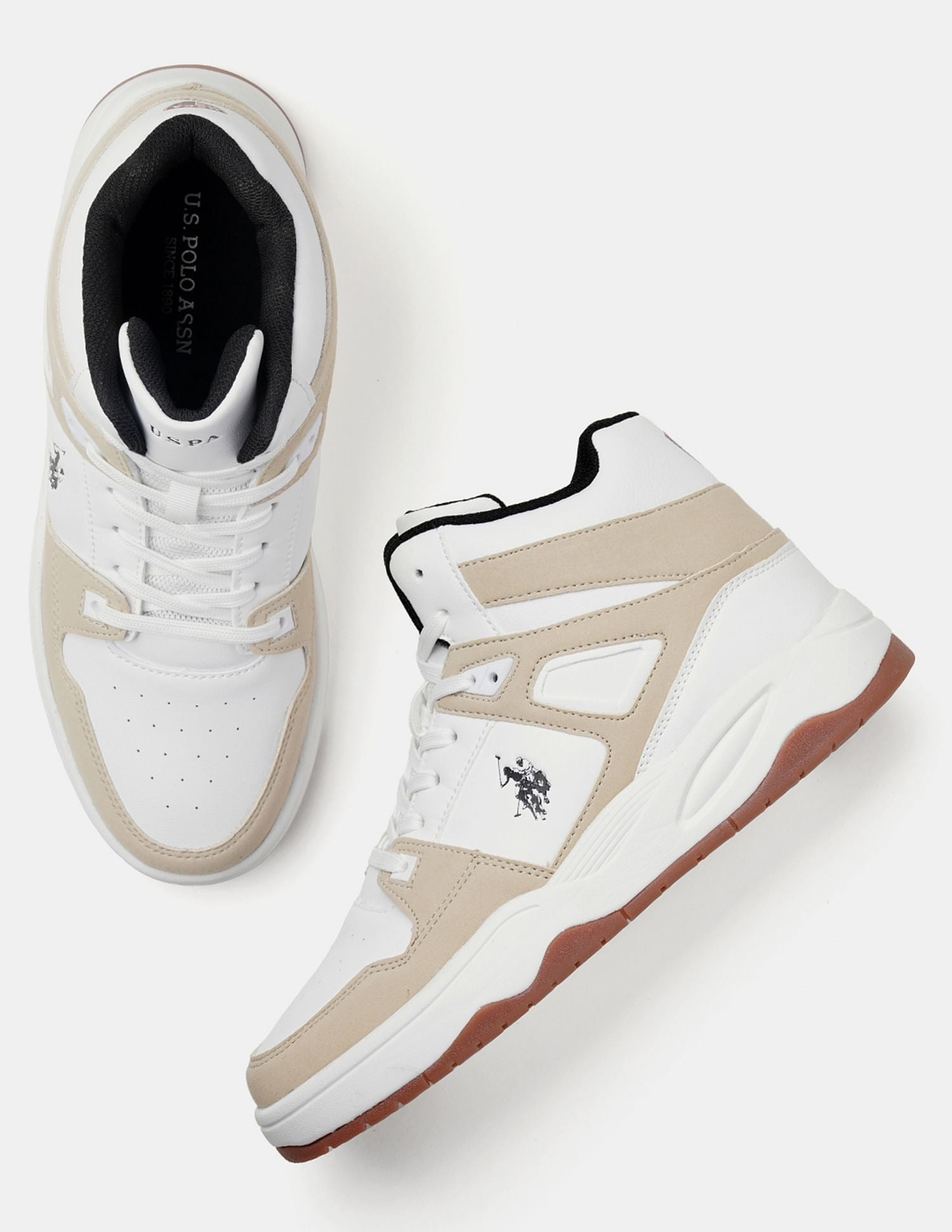 Men Bruce Mid Top Sneakers Beige - U.S. POLO ASSN. | Large