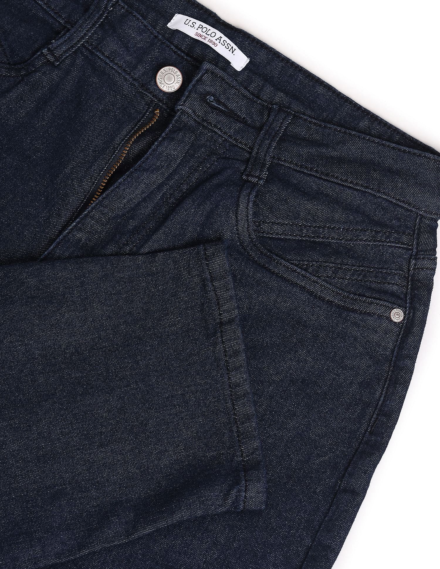Mid Rise Rinsed Mom Fit Jeans Dark Blue - U.S. Polo Assn. India | Large