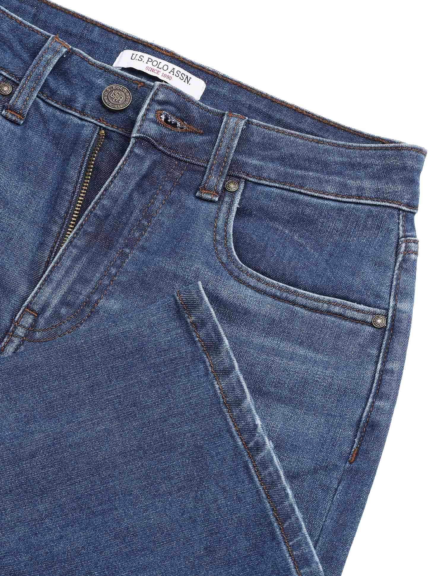 High Rise Straight Fit Jeans Dark Blue - U.S. Polo Assn. India | Large