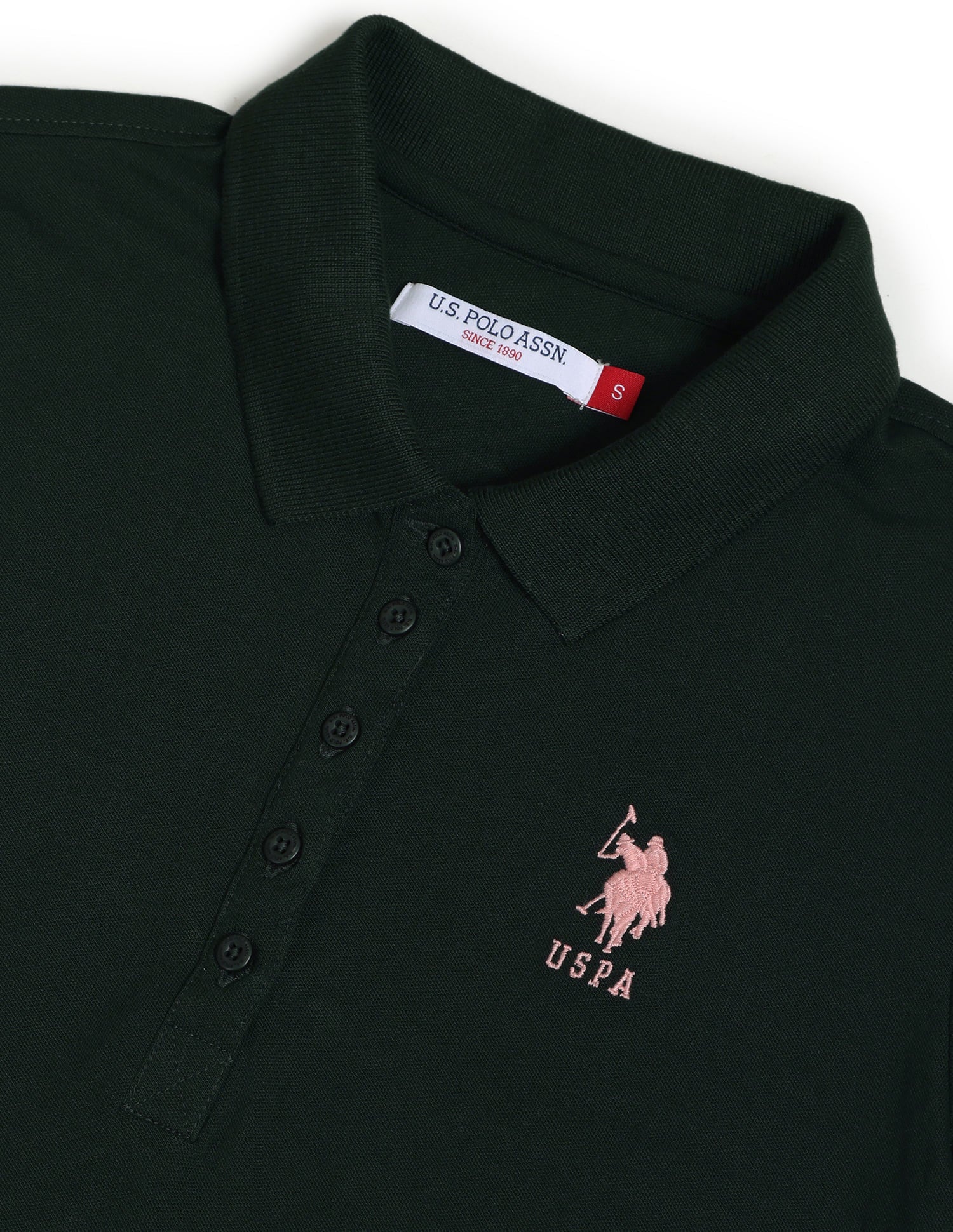 Solid Slim Polo Shirt Dark Green - U.S. Polo Assn. India | Large