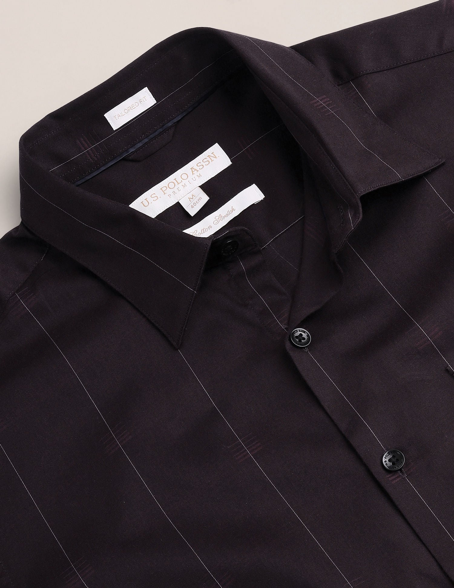 Vertical Stripe Regular Fit Shirt Wine - U.S. POLO ASSN. | Large
