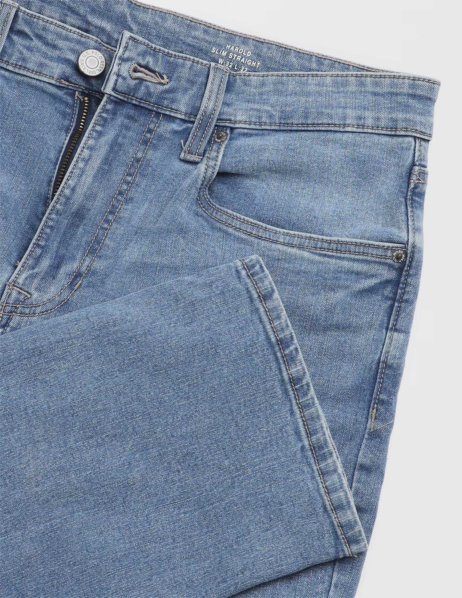 Harold Slim Straight Fit Blue Jeans Light Indigo - U.S. Polo Assn. India | Large