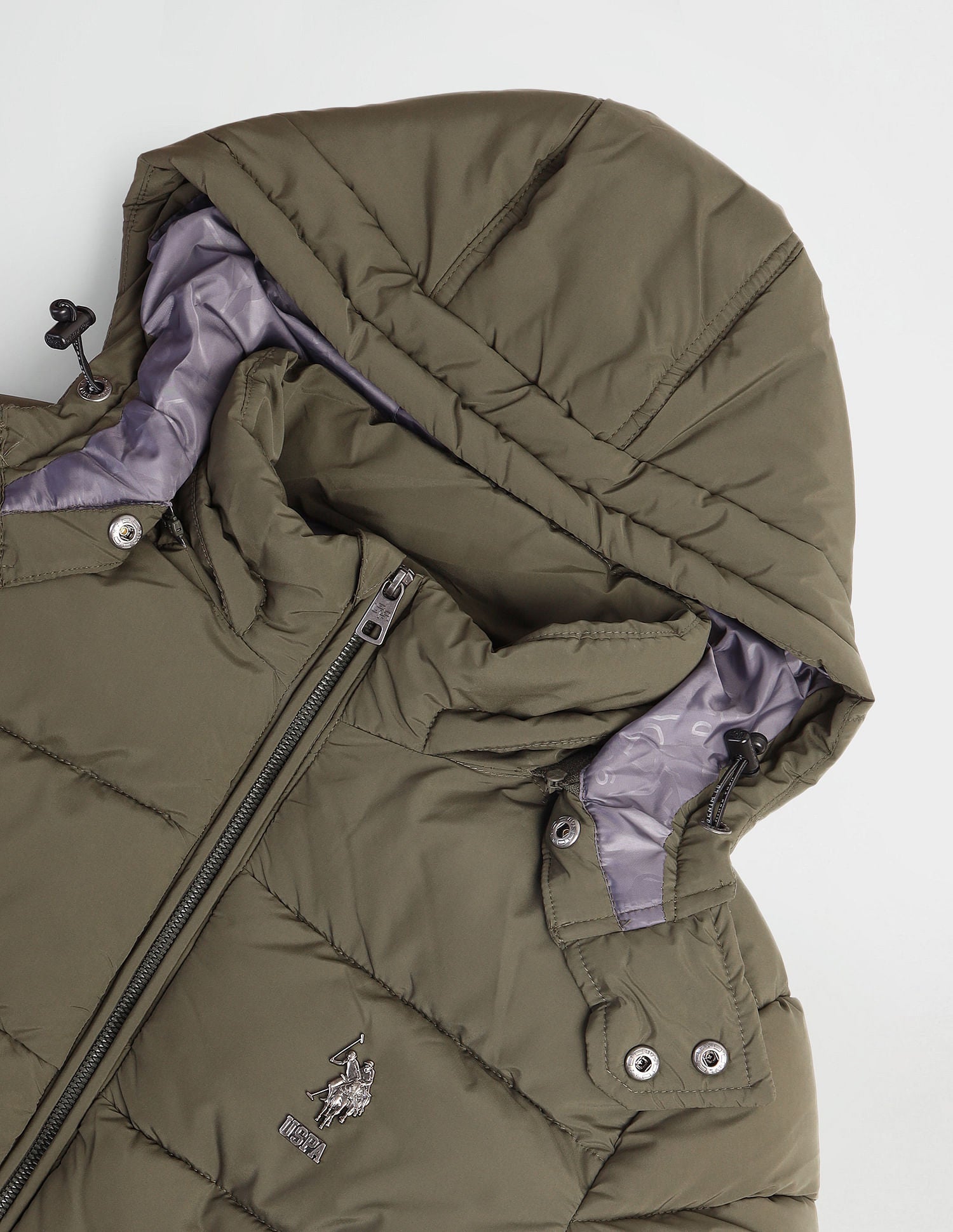 Regular Fit Solid Padded Jacket Olive - U.S. POLO ASSN. | Large