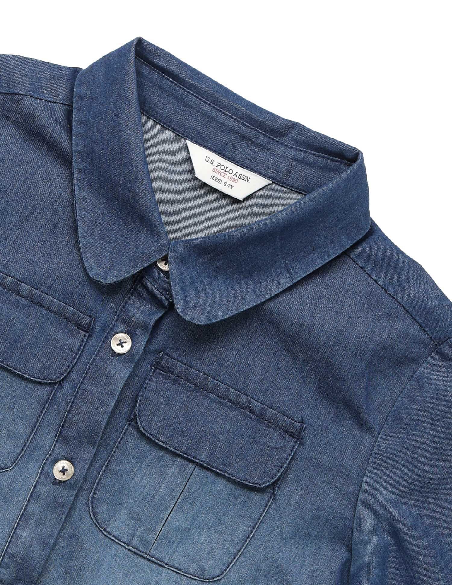 Girls Pleated Polo Skater Dress Indigo - U.S. POLO ASSN. | Large