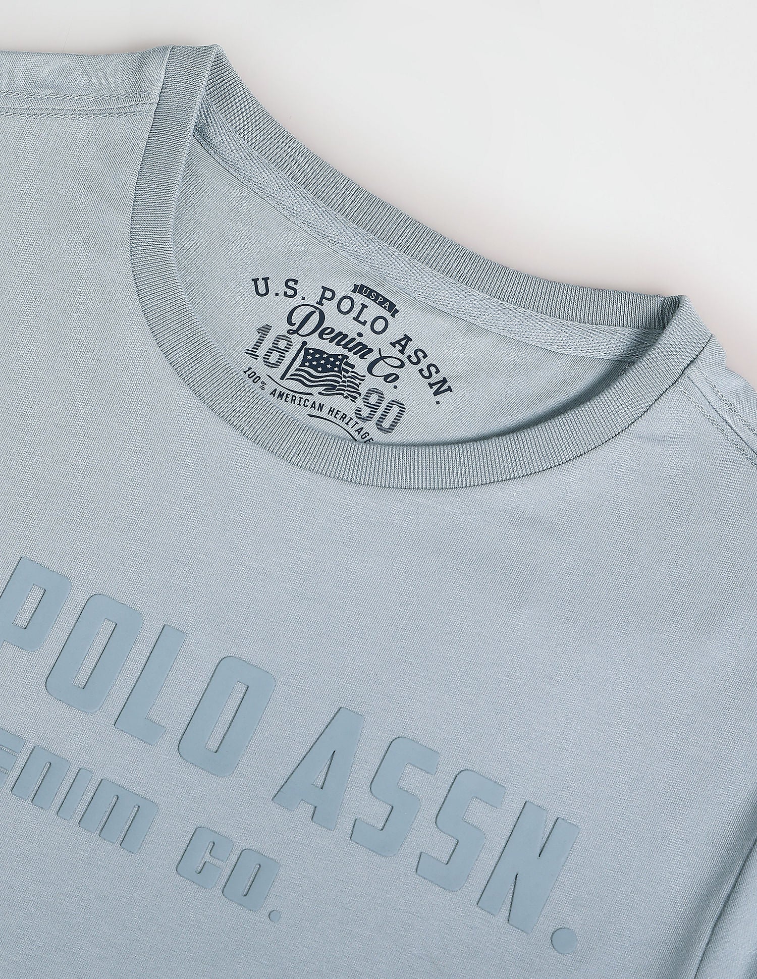 Crew Neck Brand Print T-Shirt Light Blue - U.S. POLO ASSN. | Large