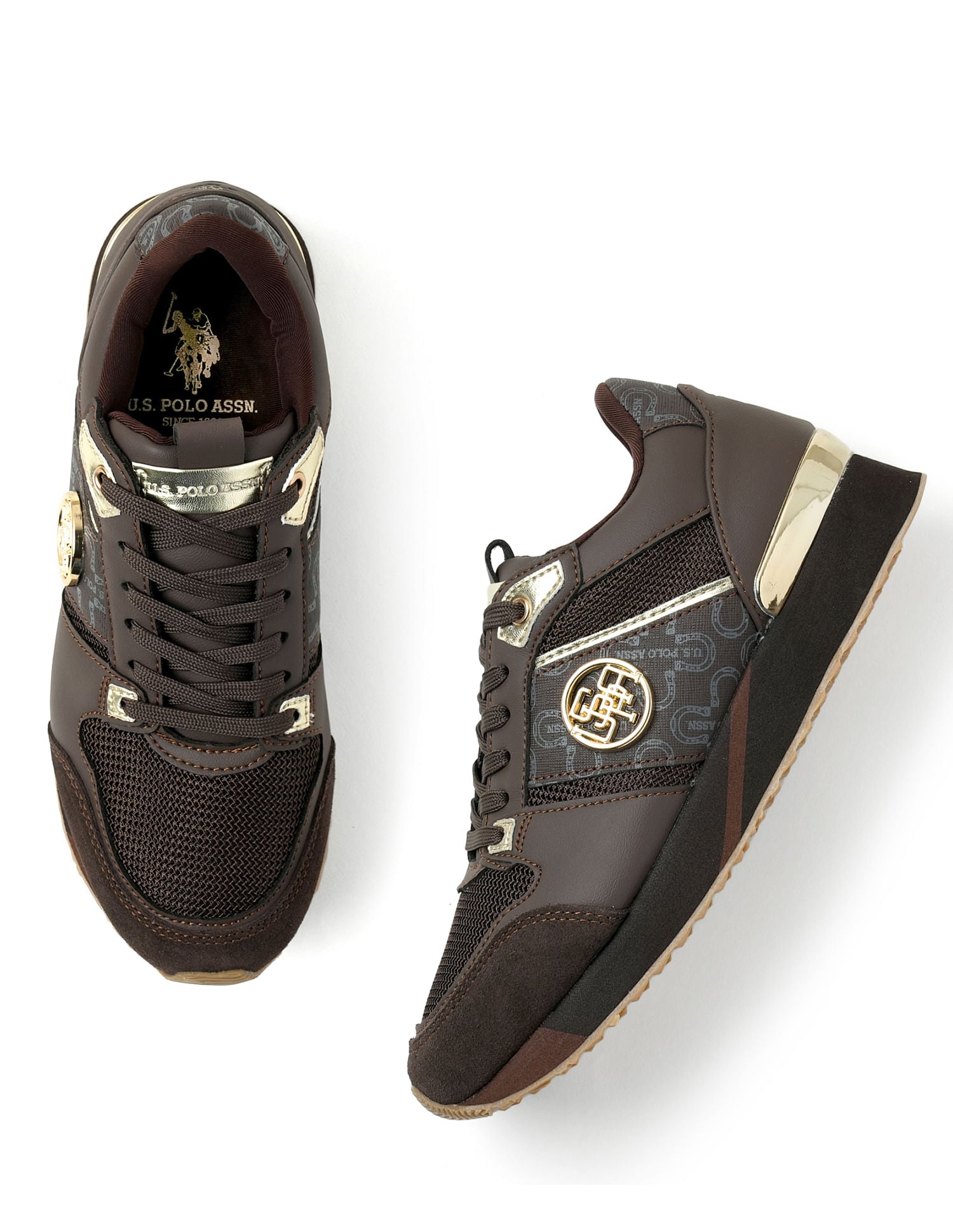 Women Metallic Logo Stella Sneakers Brown - U.S. POLO ASSN. | Large
