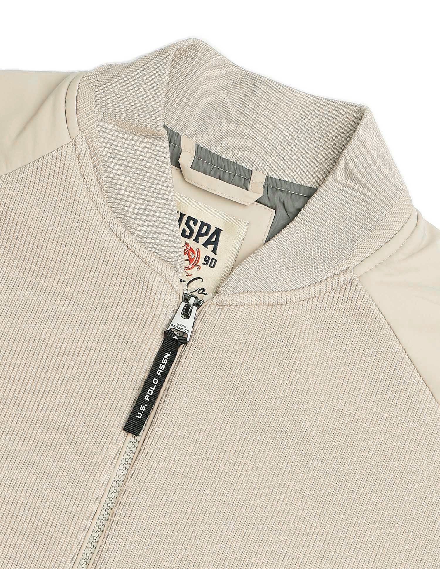 Textured Black & Gold Bomber Jacket Beige - U.S. POLO ASSN. | Large