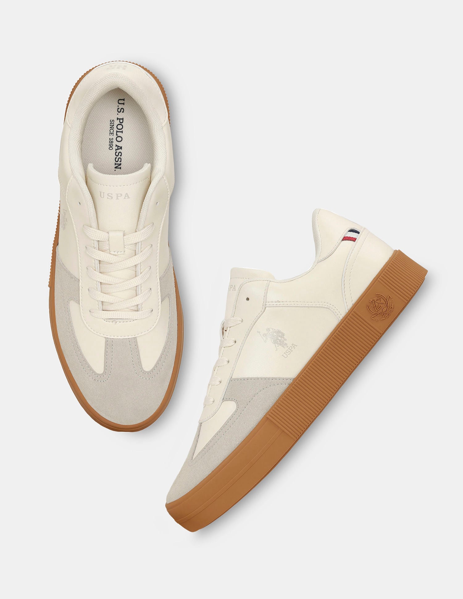 Men Colour Blocked Palfrey Sneakers Cream - U.S. POLO ASSN. | Large