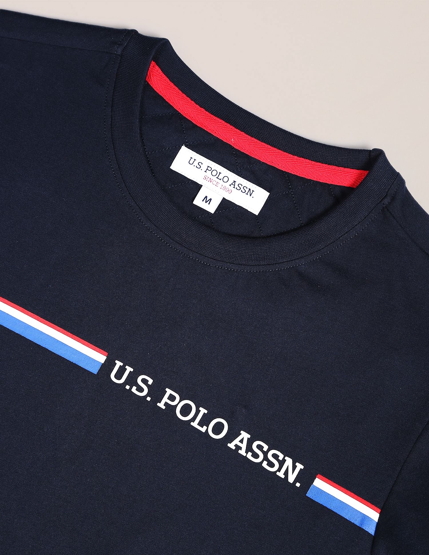 Crew Neck Brand Print T-Shirt Navy - U.S. POLO ASSN. | Large