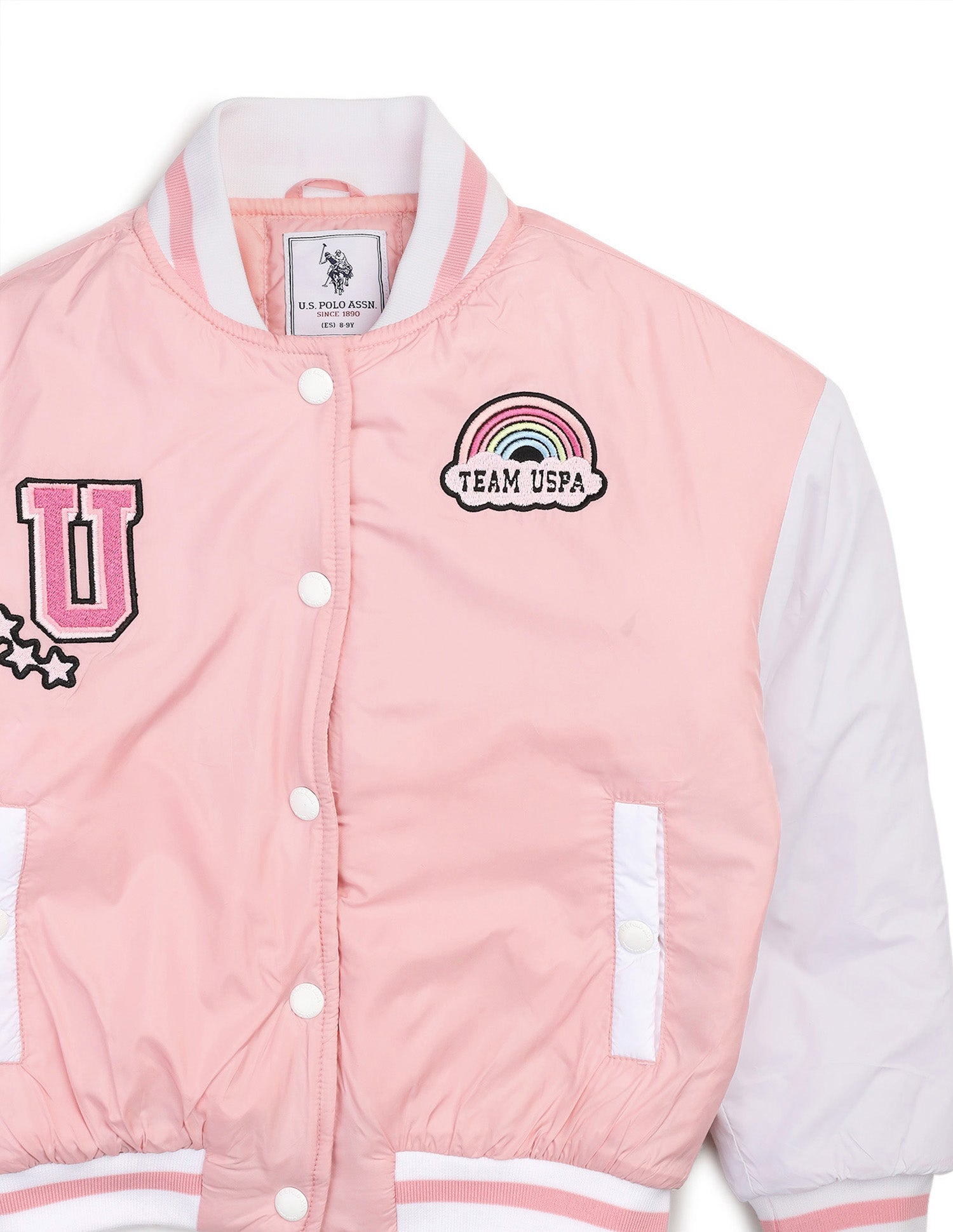 Colourblocked Regular Fit Varsity Jacket Light Peach - U.S. POLO ASSN. | Large