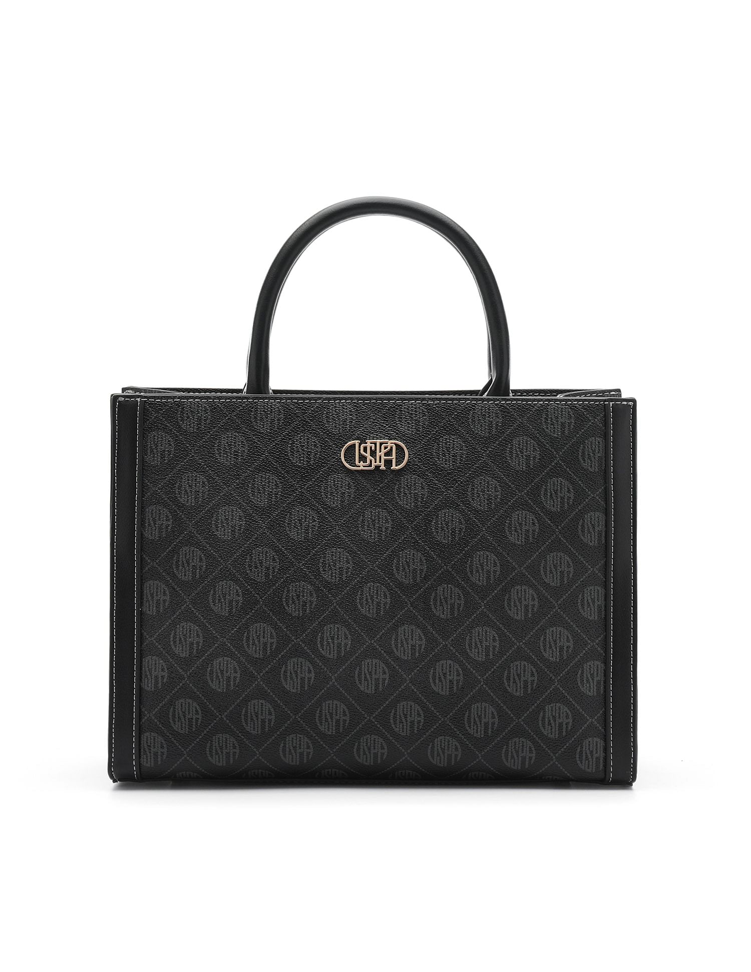 Bernice Monogram Satchel Bag Black - U.S. Polo Assn. India | Large