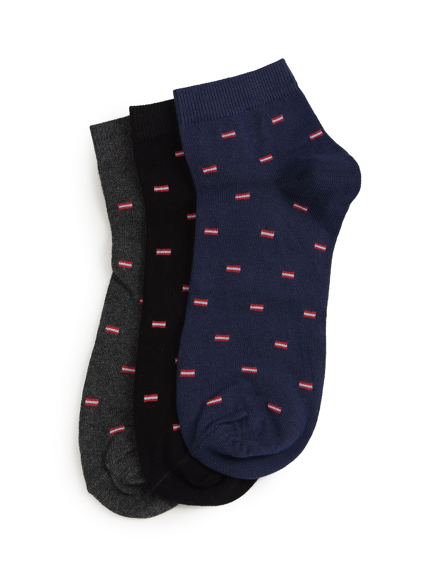 Ankle Length Stretch I646 Socks - Pack Of 3 Navy, Black and Grey - U.S. POLO ASSN. | Large