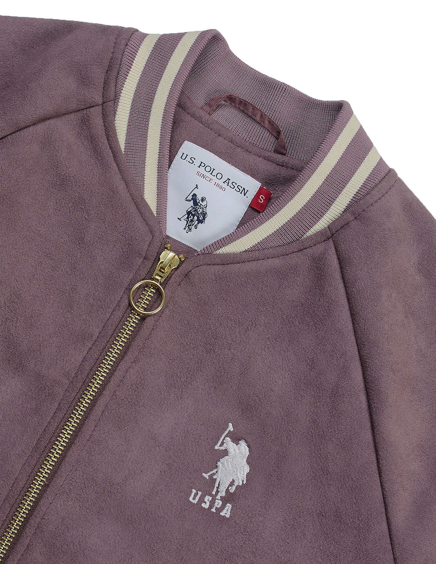 Suede Regular Fit Varsity Jacket Dark Pink - U.S. Polo Assn. India | Large