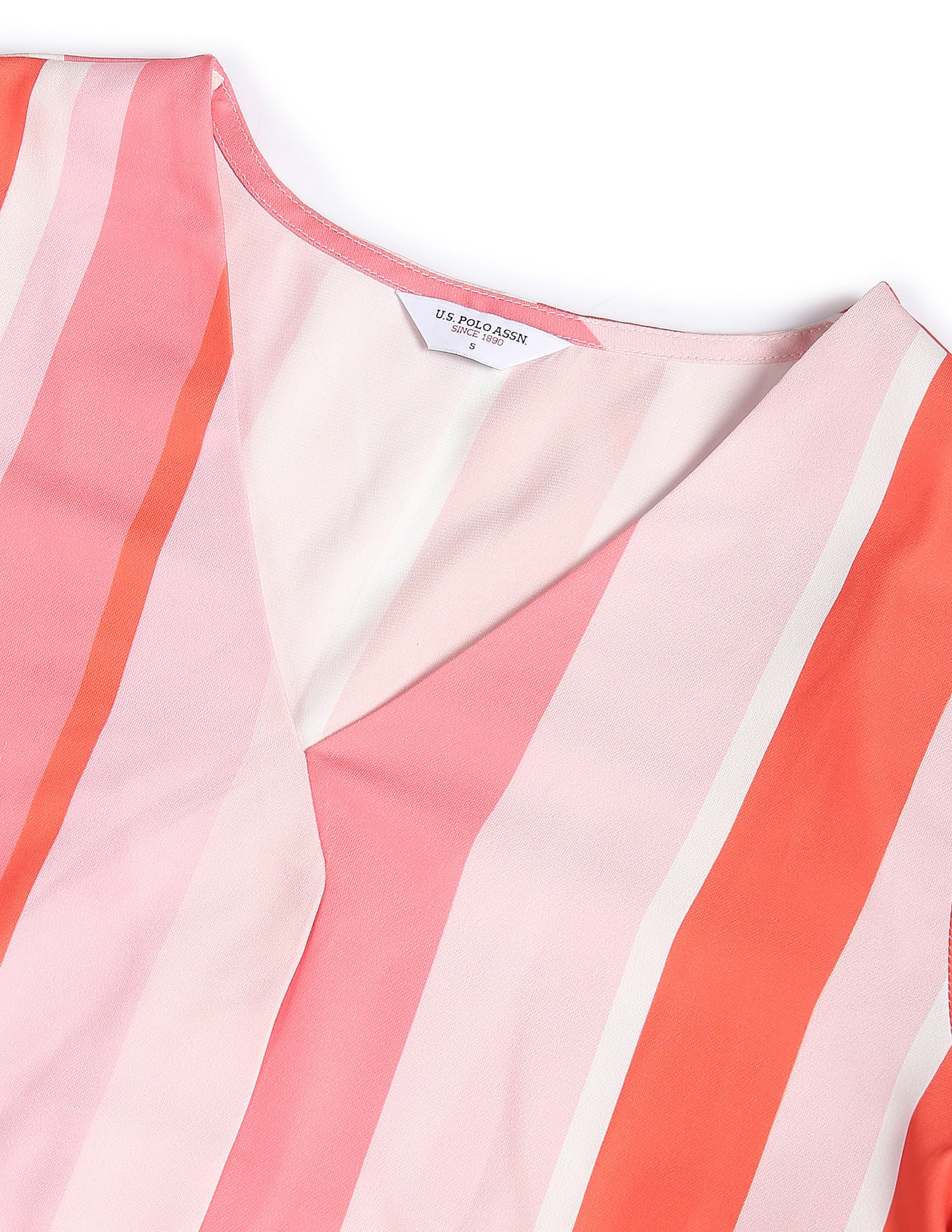 V-Neck Vertical Stripe Shirt Pink - U.S. Polo Assn. India | Large