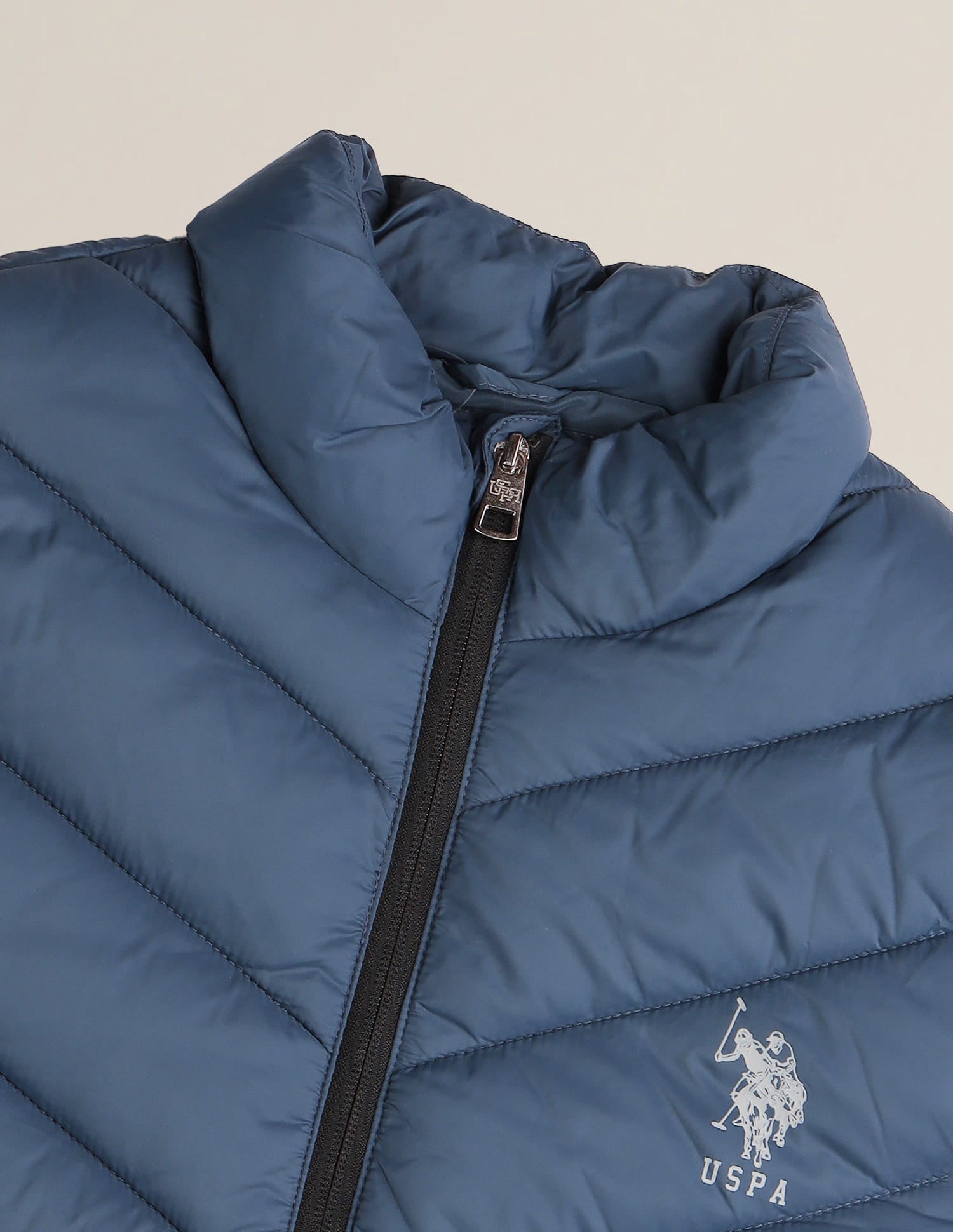 Solid High Neck Jacket Dark Blue - U.S. Polo Assn. India | Large