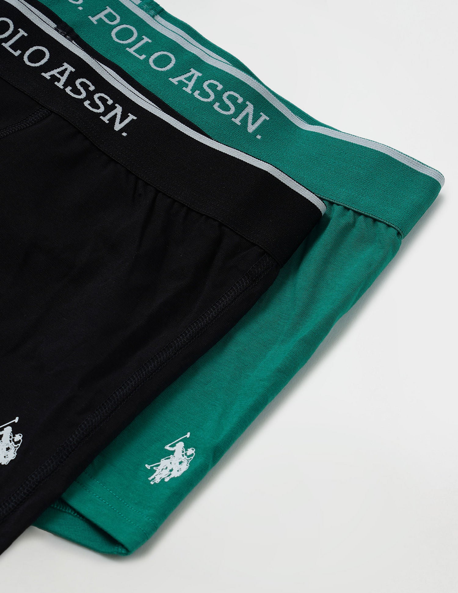 Antibacterial Solid ET004 Trunks - Pack Of 2 Black and Green - U.S. POLO ASSN. | Large