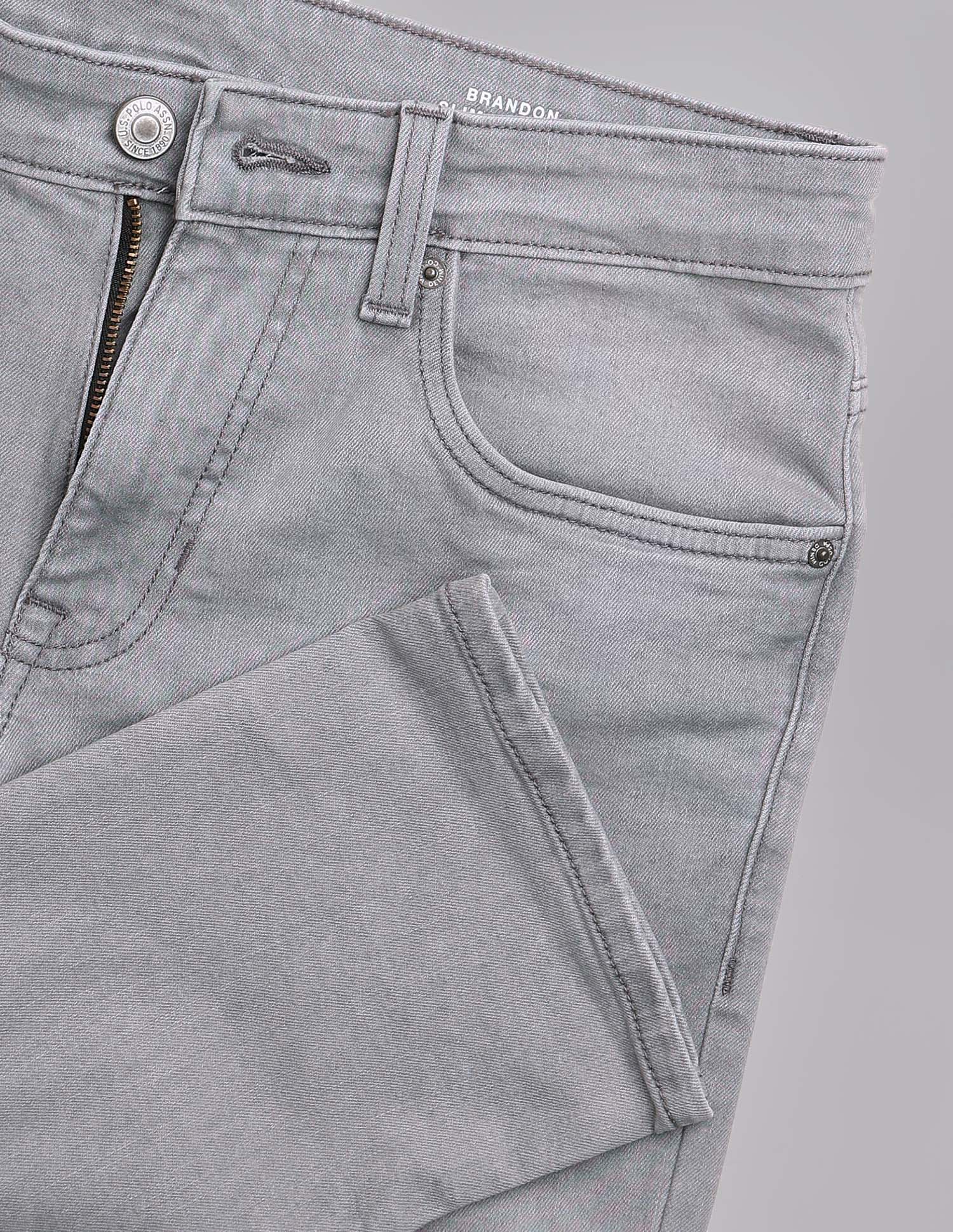 Brandon Slim Tapered Fit Grey Jeans Light Grey - U.S. Polo Assn. India | Large