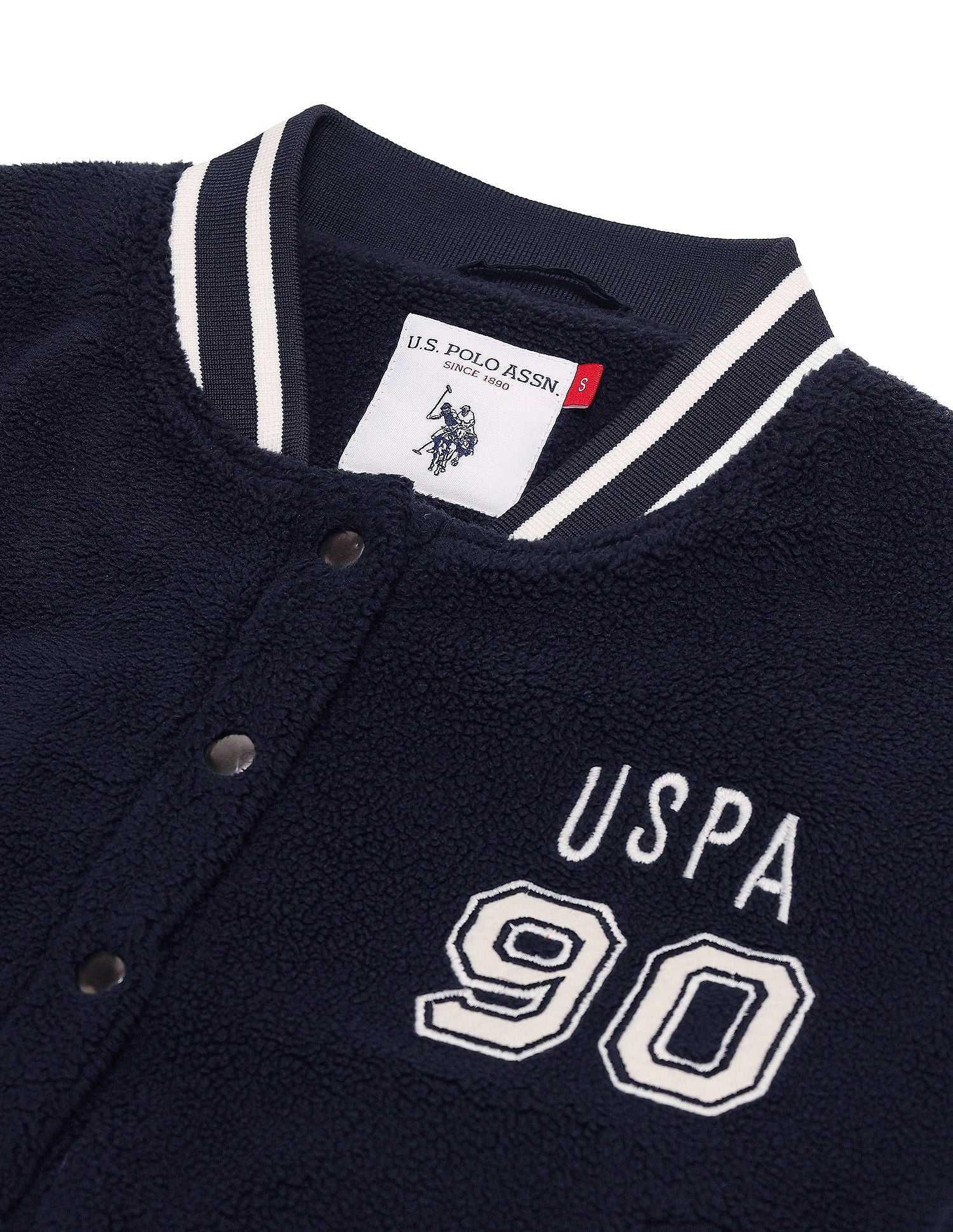 Solid Faux Fur Varsity Jacket Navy - U.S. POLO ASSN. | Large