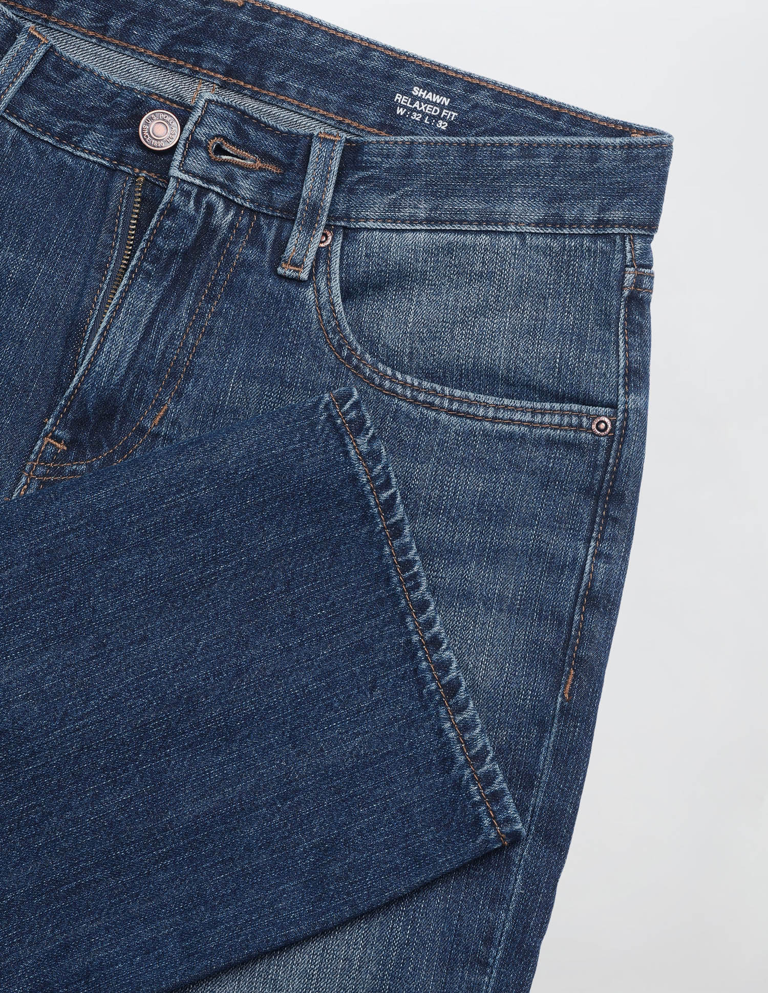 Shawn Relaxed Fit Blue Jeans Tinted Blue - U.S. Polo Assn. India | Large