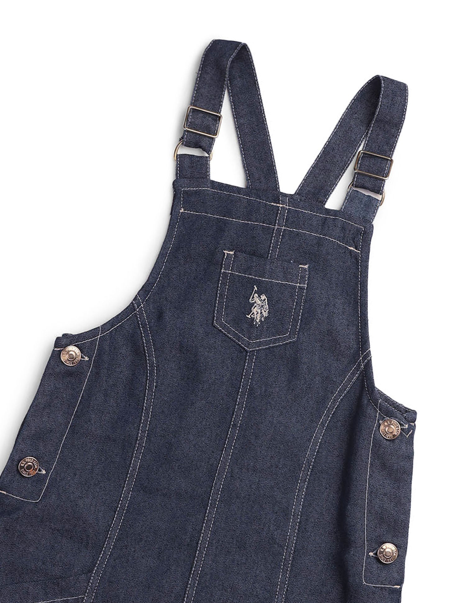 Girls Solid Dungaree Dress Dark Blue - U.S. POLO ASSN. | Large