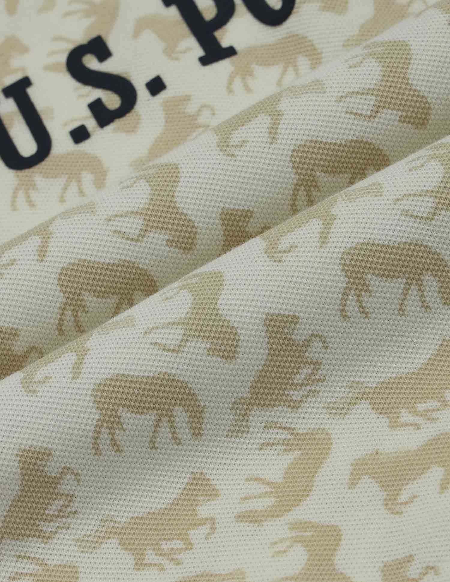 Boys All Over Printed Regular Fit Polo Shirt Off White - U.S. POLO ASSN. | Large