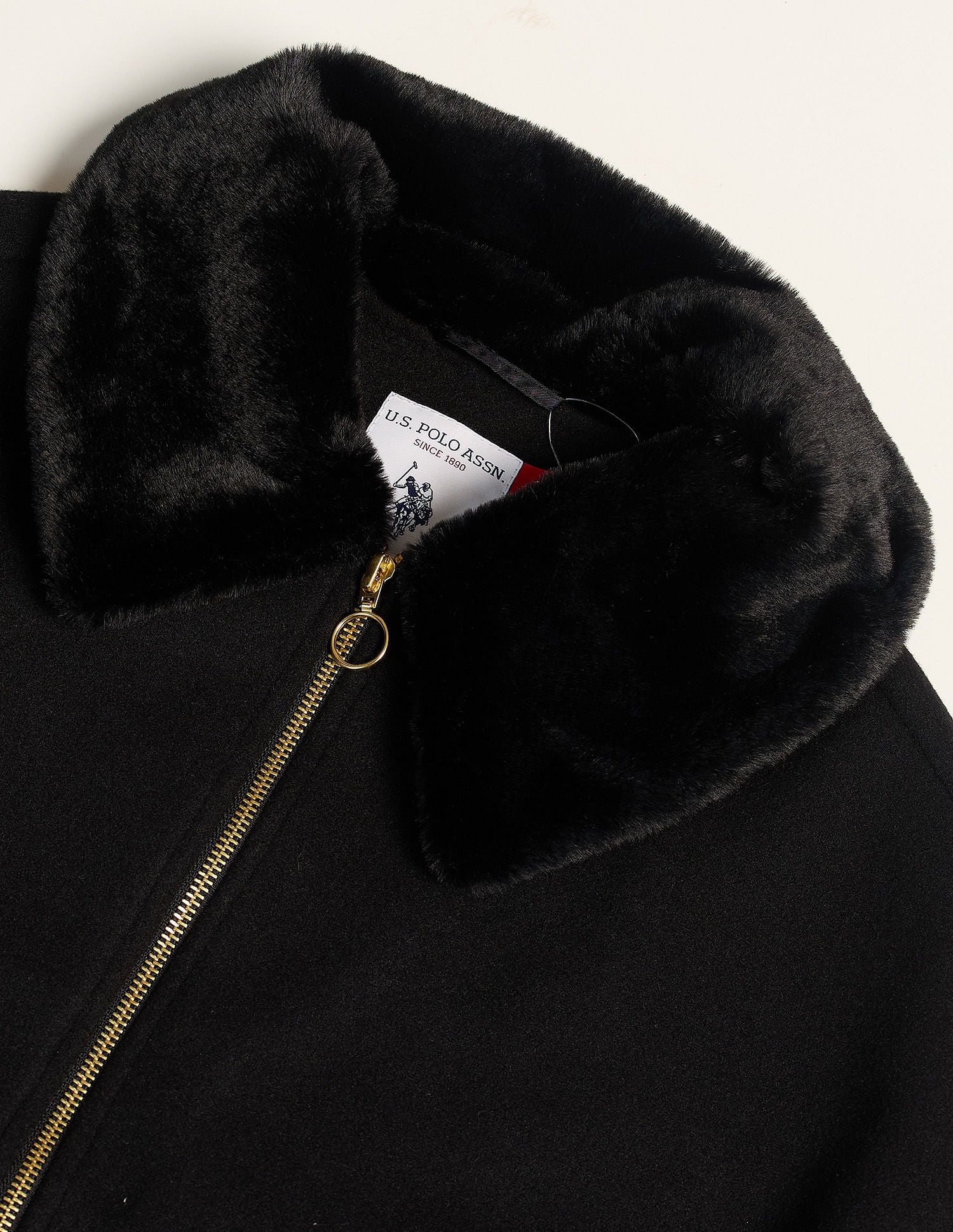 Fur Collar Kimono Jacket Black - U.S. POLO ASSN. | Large