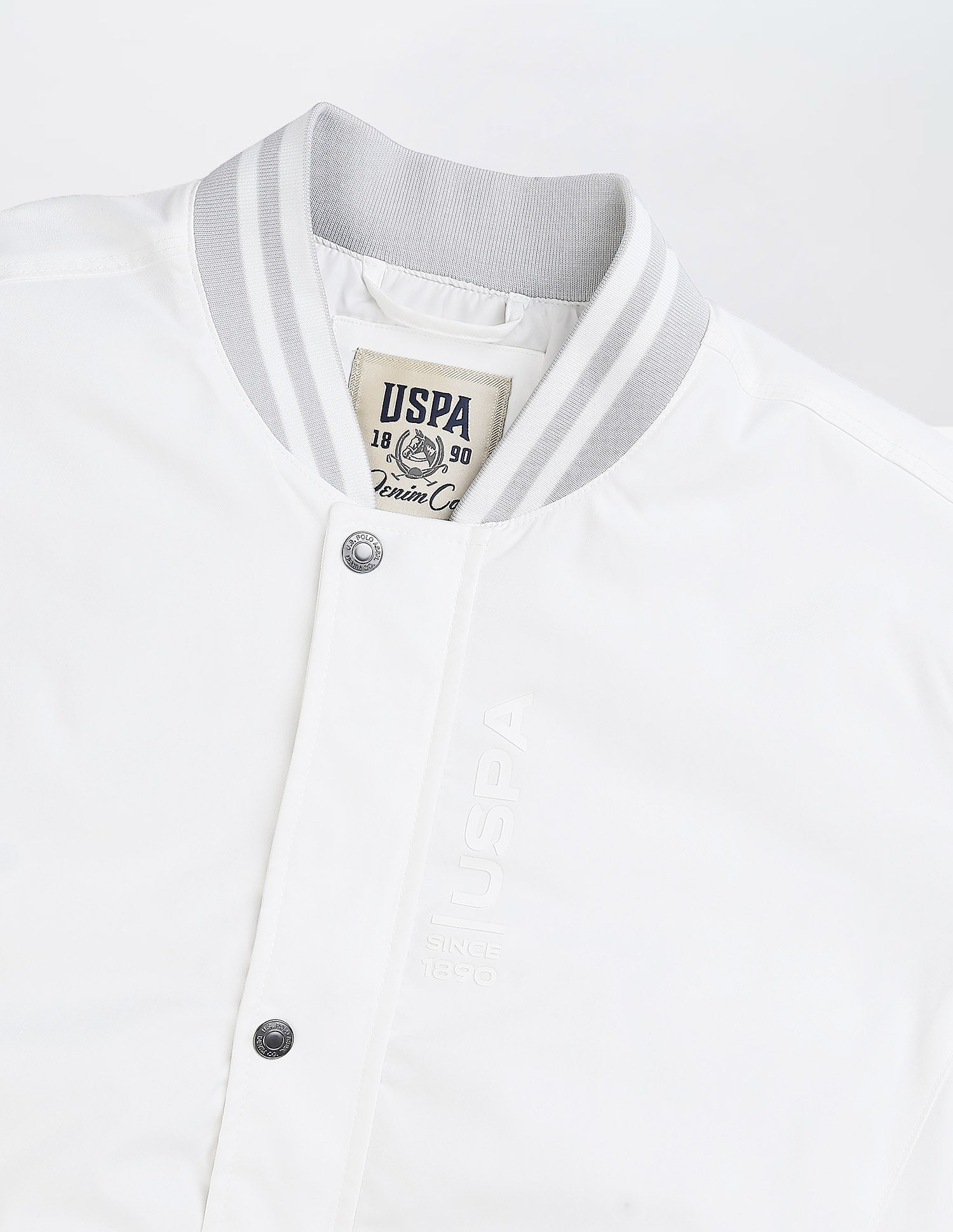 Solid Regular Fit Bomber Jacket Off White - U.S. Polo Assn. India | Large