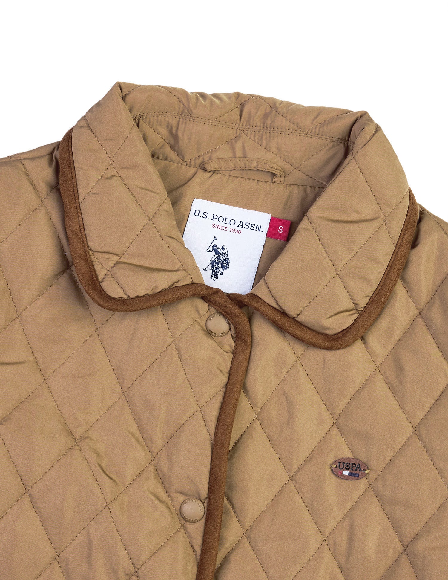 Solid Regular Fit Quilted Jacket Beige - U.S. Polo Assn. India | Large