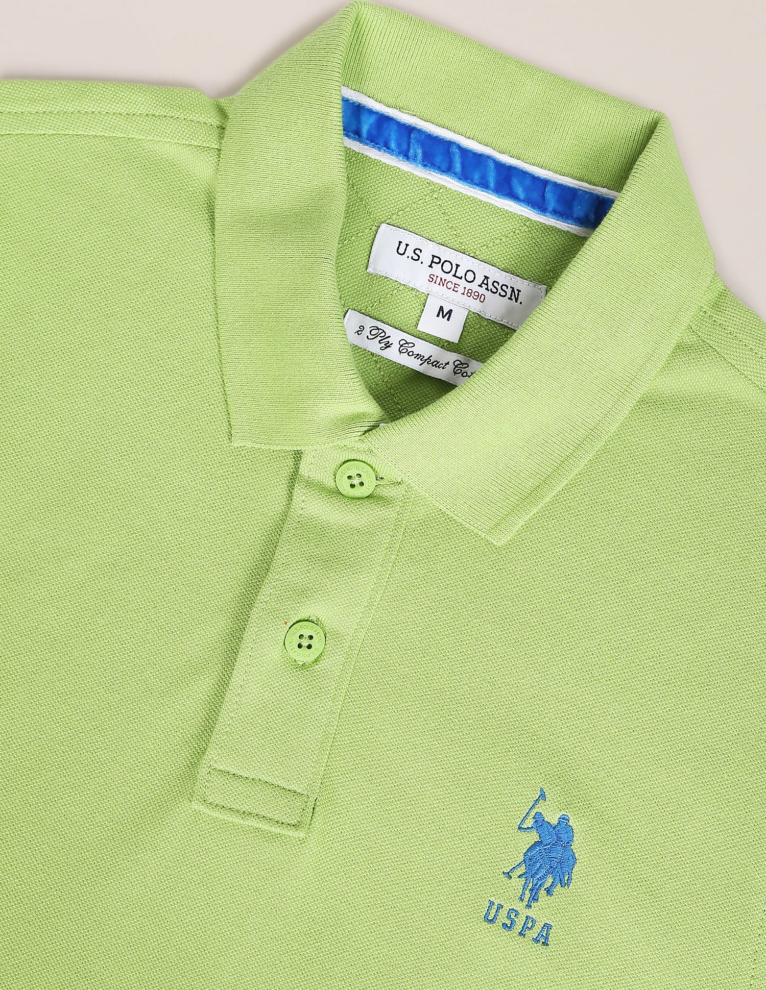 Men Green Embroidered Logo Solid Cotton Polo Shirt – U.S. Polo Assn. India